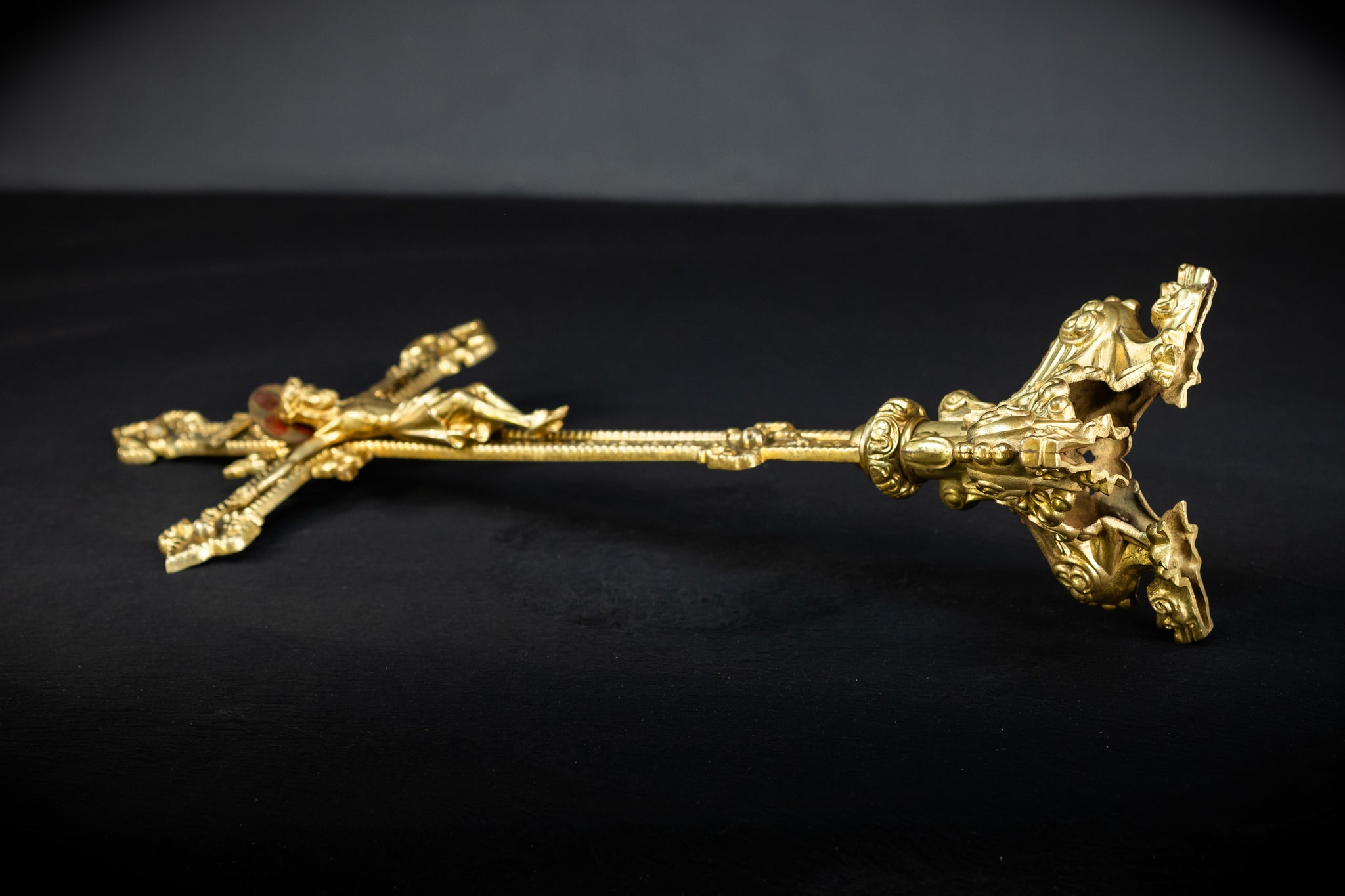 Altar Crucifix | French 1800s Gilded Bronze | 25.8"