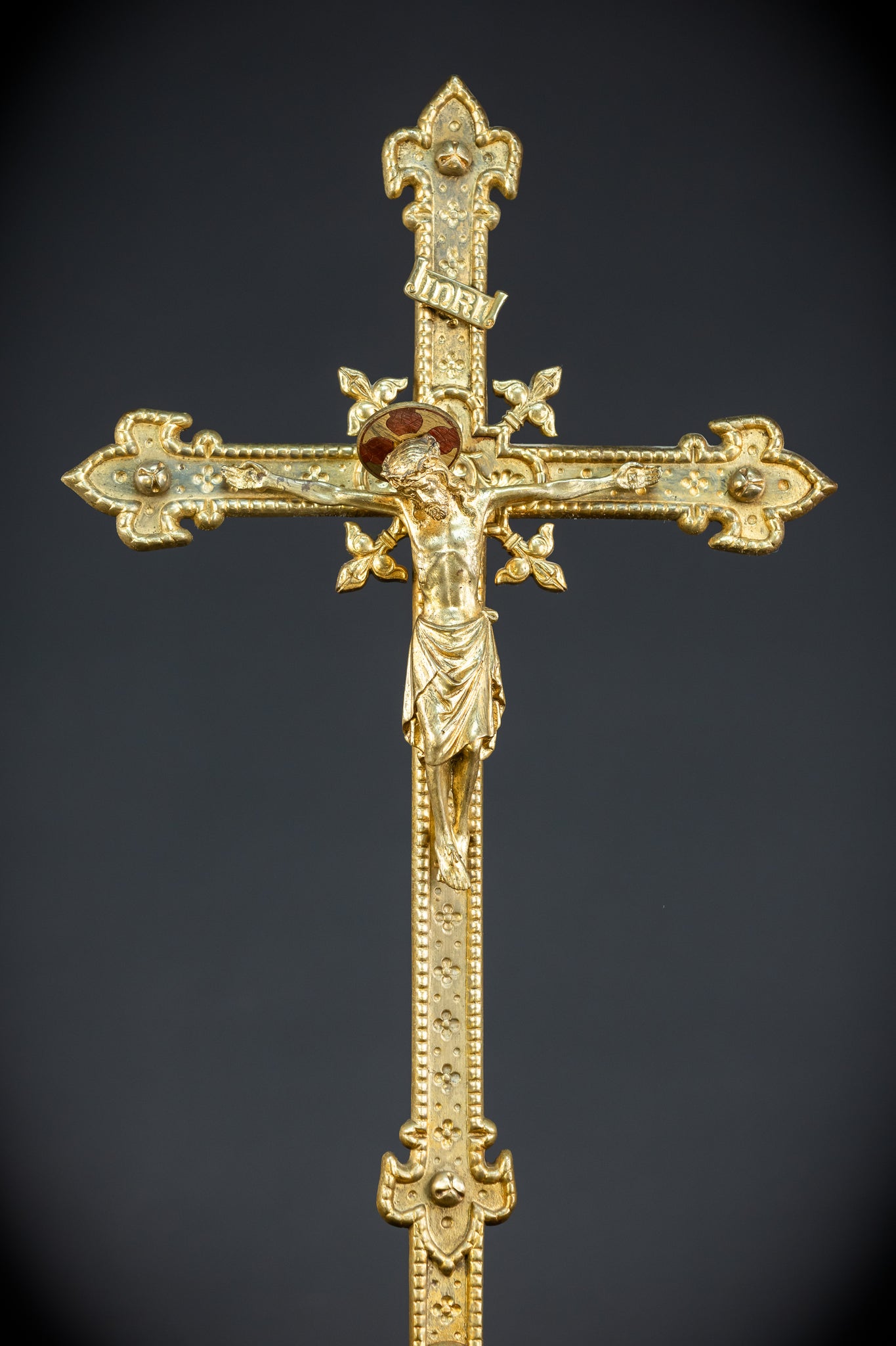 Altar Crucifix | French 1800s Gilded Bronze | 25.8"