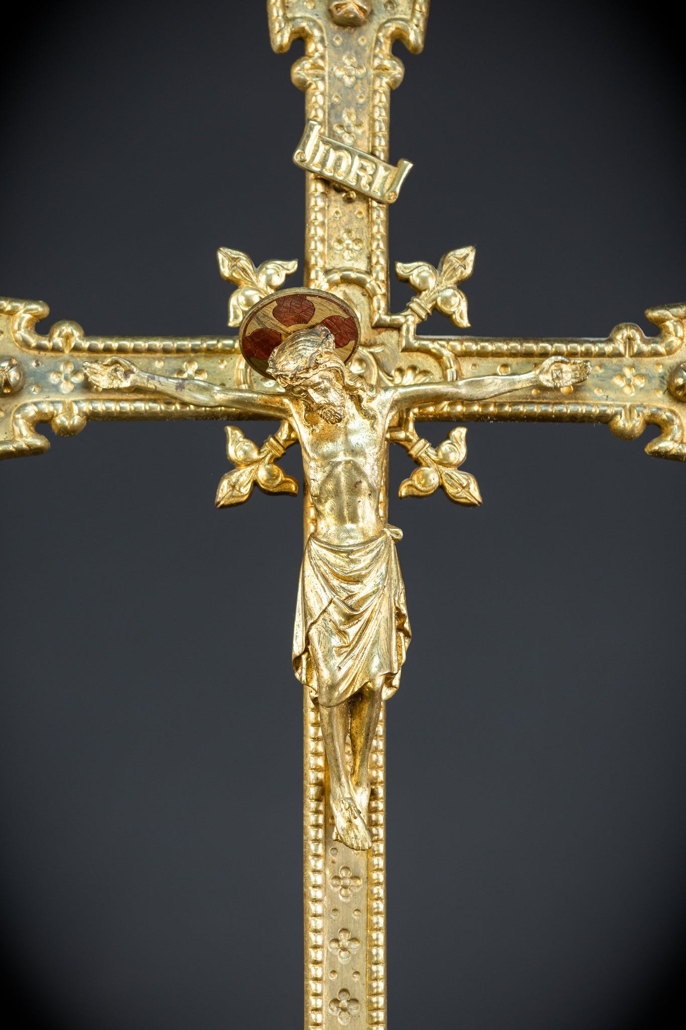 Altar Crucifix | French 1800s Gilded Bronze | 25.8"