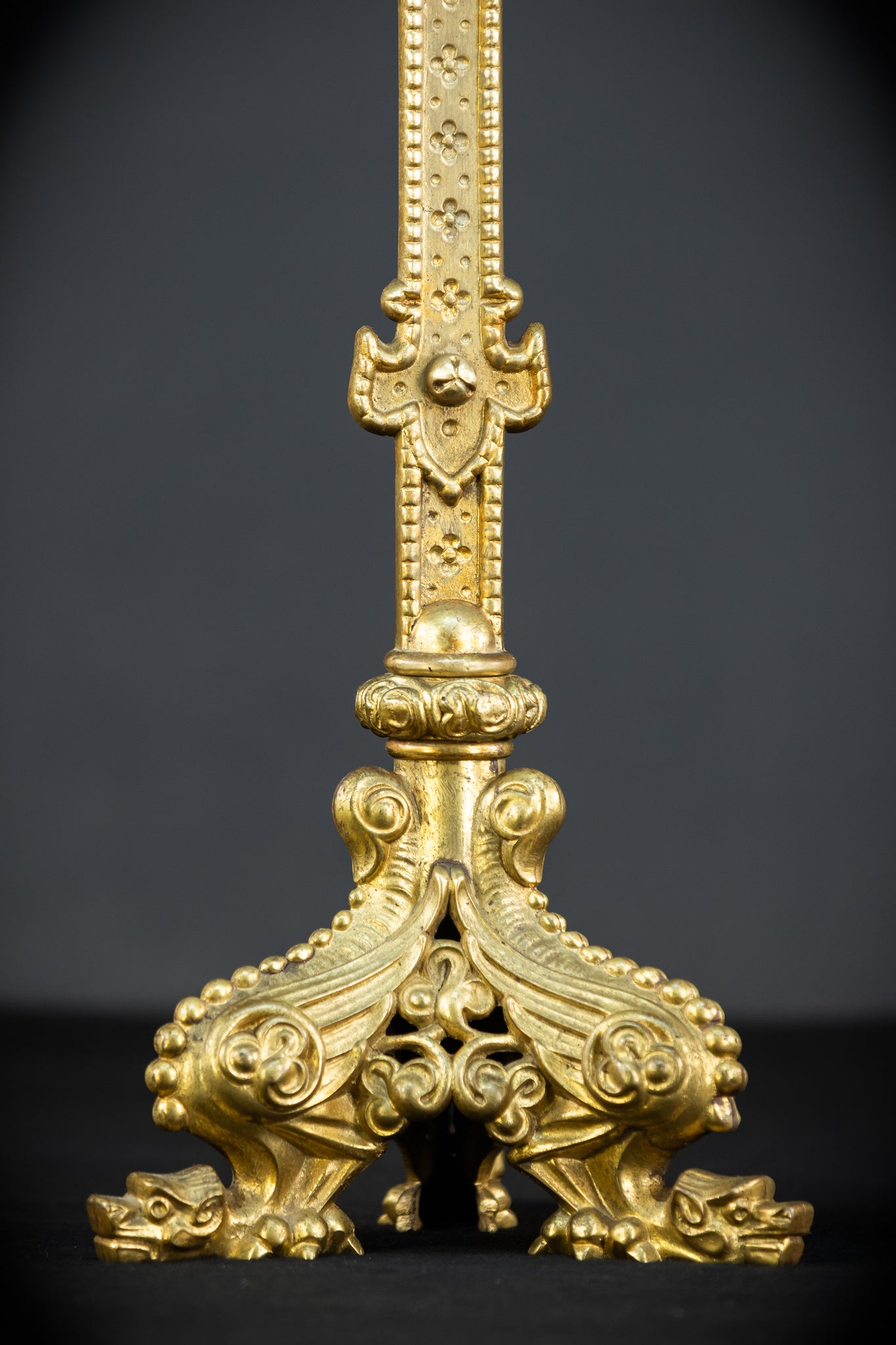 Altar Crucifix | French 1800s Gilded Bronze | 25.8"