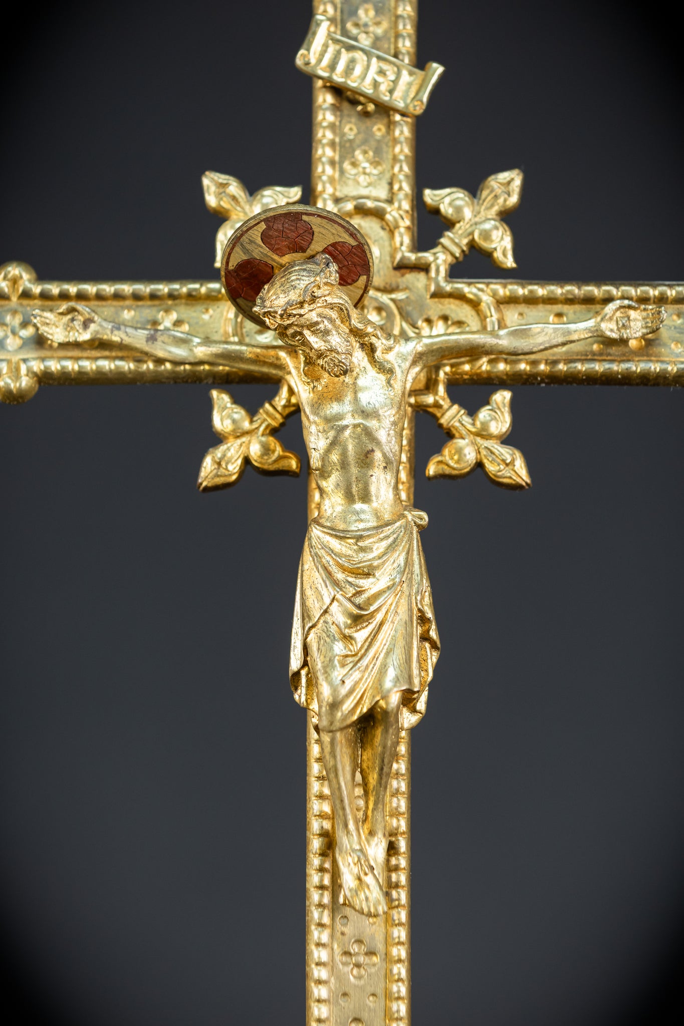 Altar Crucifix | French 1800s Gilded Bronze | 25.8"