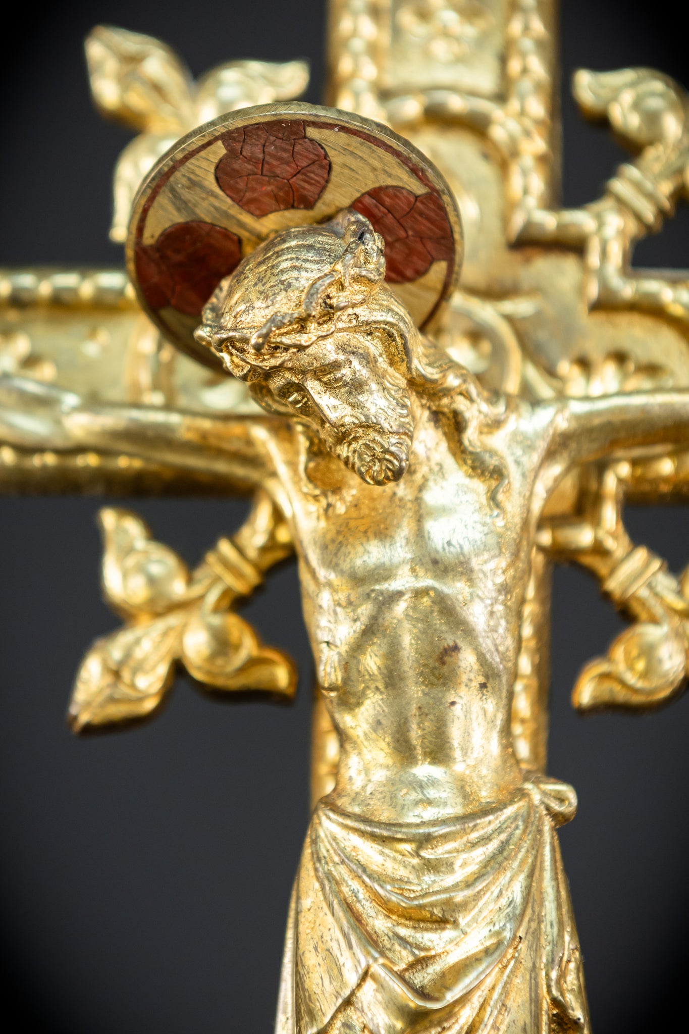Altar Crucifix | French 1800s Gilded Bronze | 25.8"