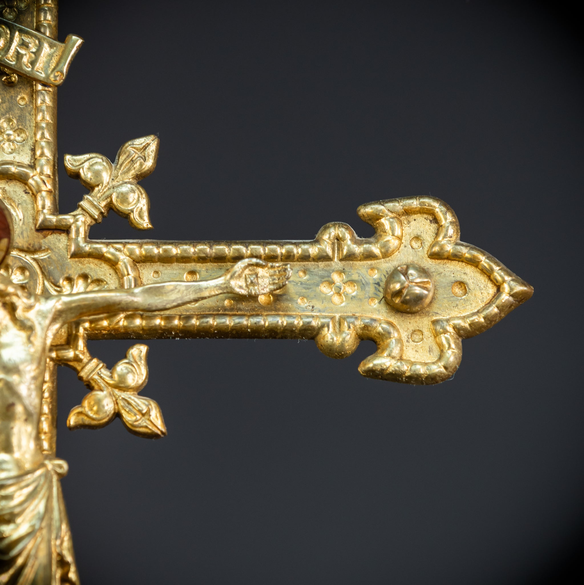 Altar Crucifix | French 1800s Gilded Bronze | 25.8"