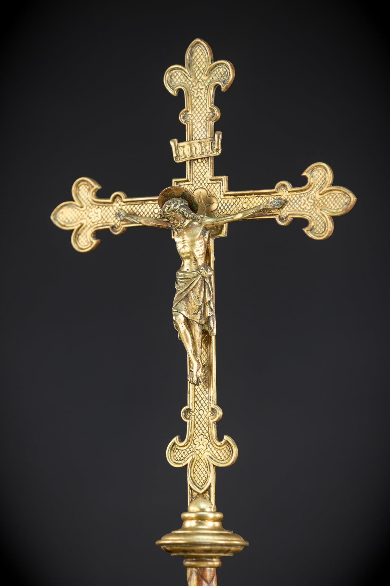Altar Crucifix | 1800s French Gilded Bronze | 23"