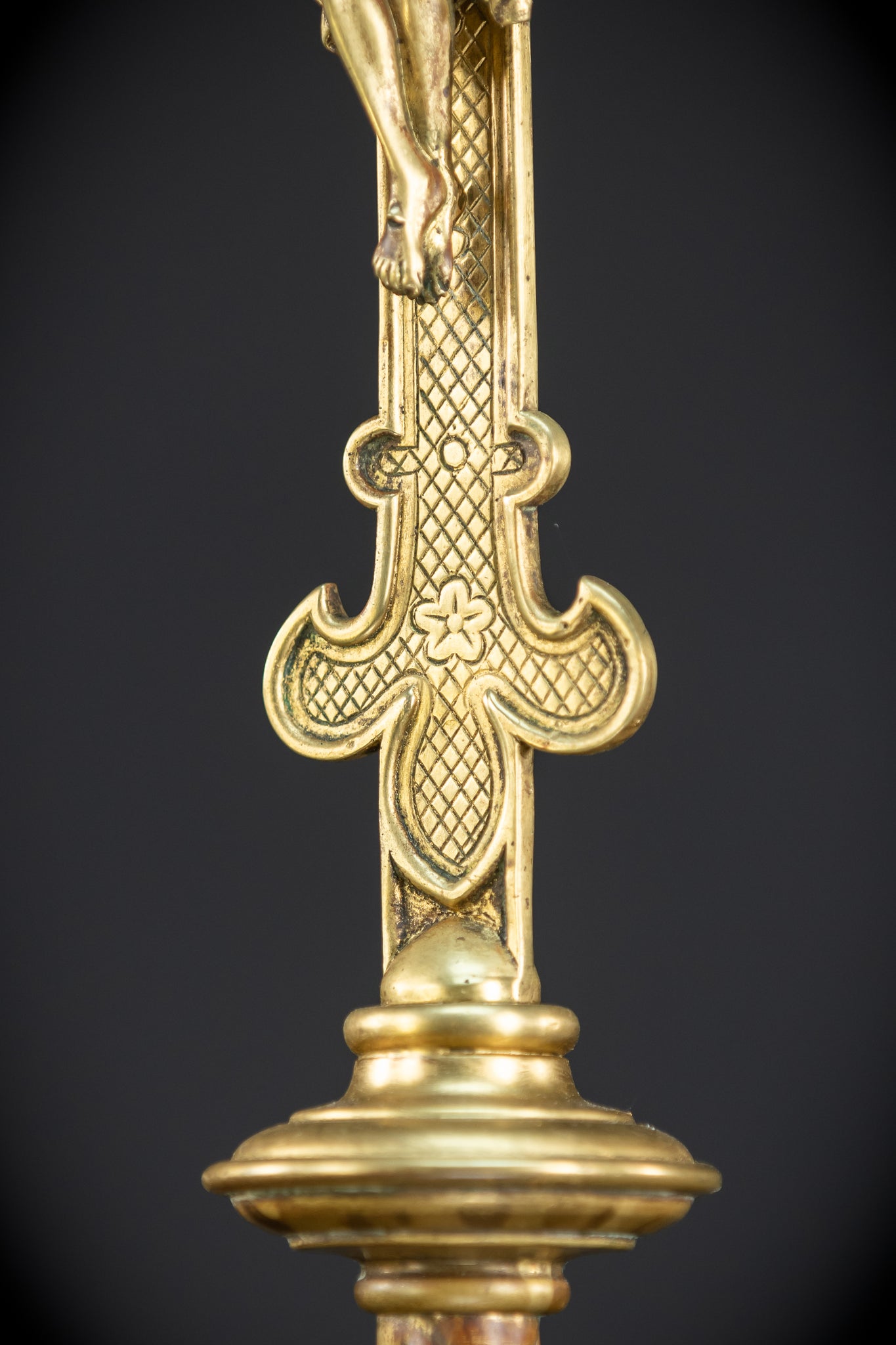 Altar Crucifix | 1800s French Gilded Bronze | 23"