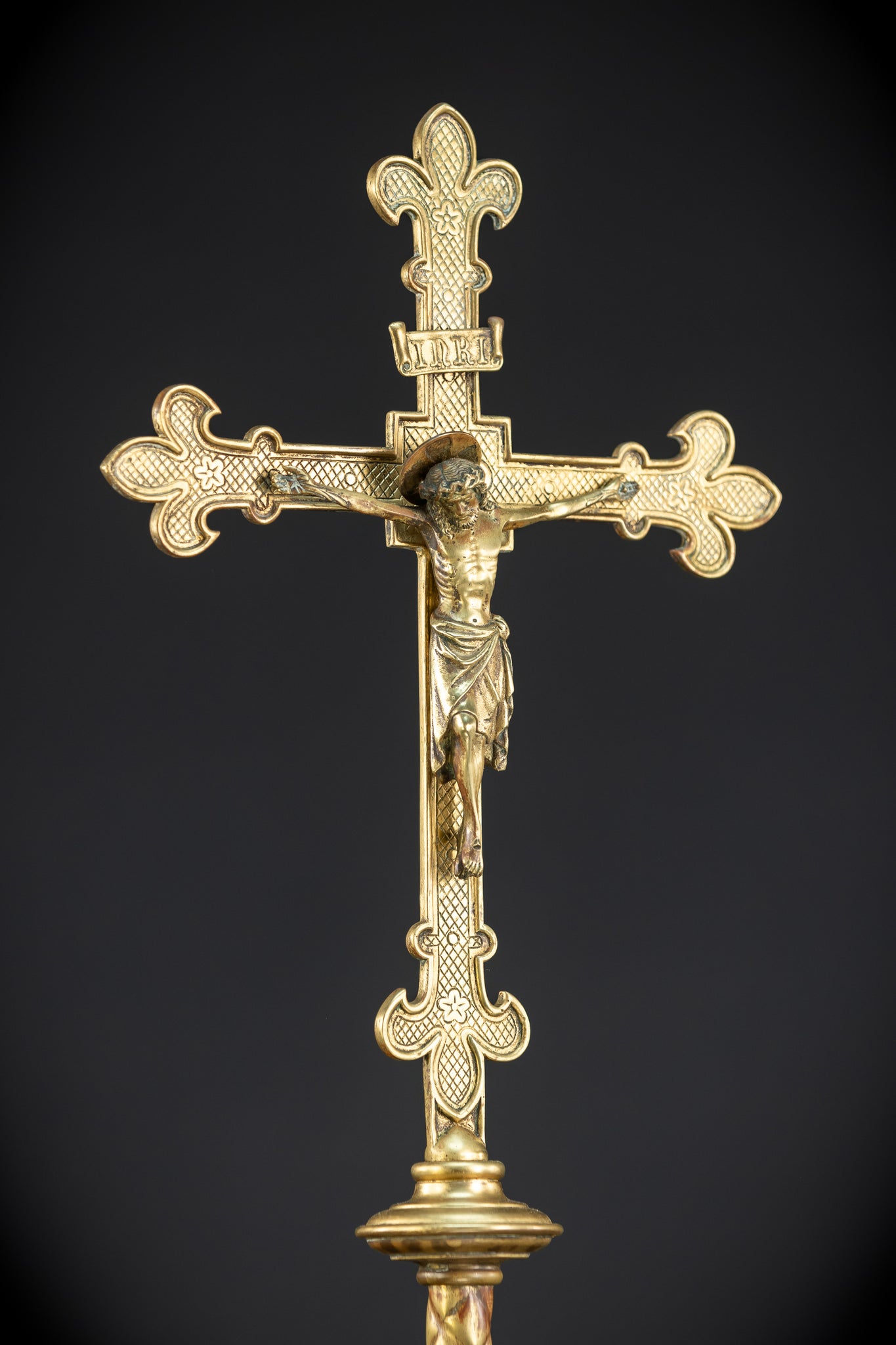 Altar Crucifix | 1800s French Gilded Bronze | 23"