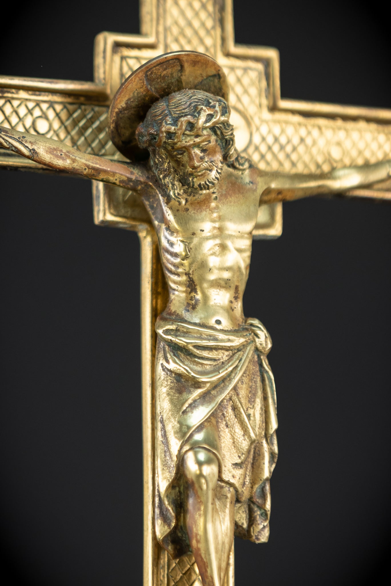 Altar Crucifix | 1800s French Gilded Bronze | 23"