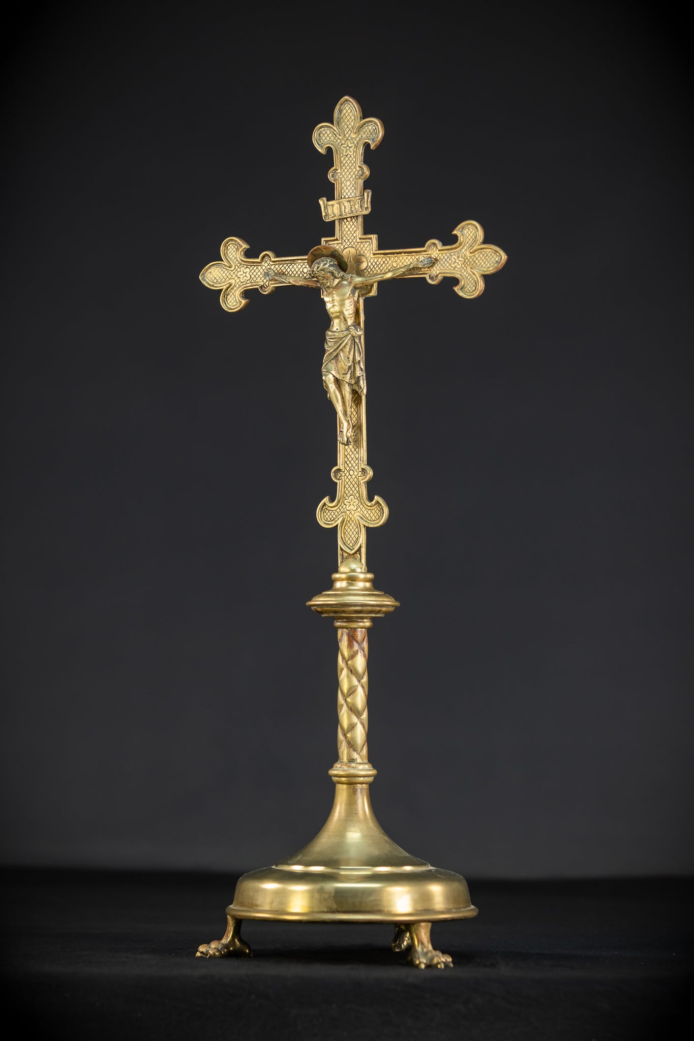 Altar Crucifix | 1800s French Gilded Bronze | 23"