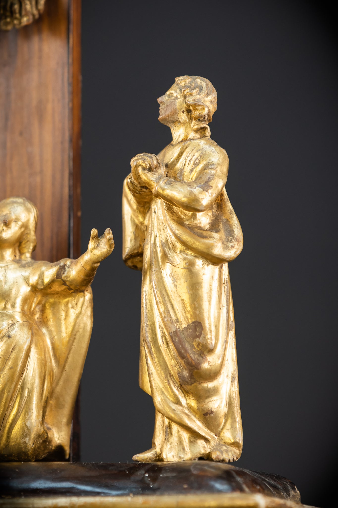 Crucifix Altar | Baroque Wooden Gilded Cross 1700s | 30.3"