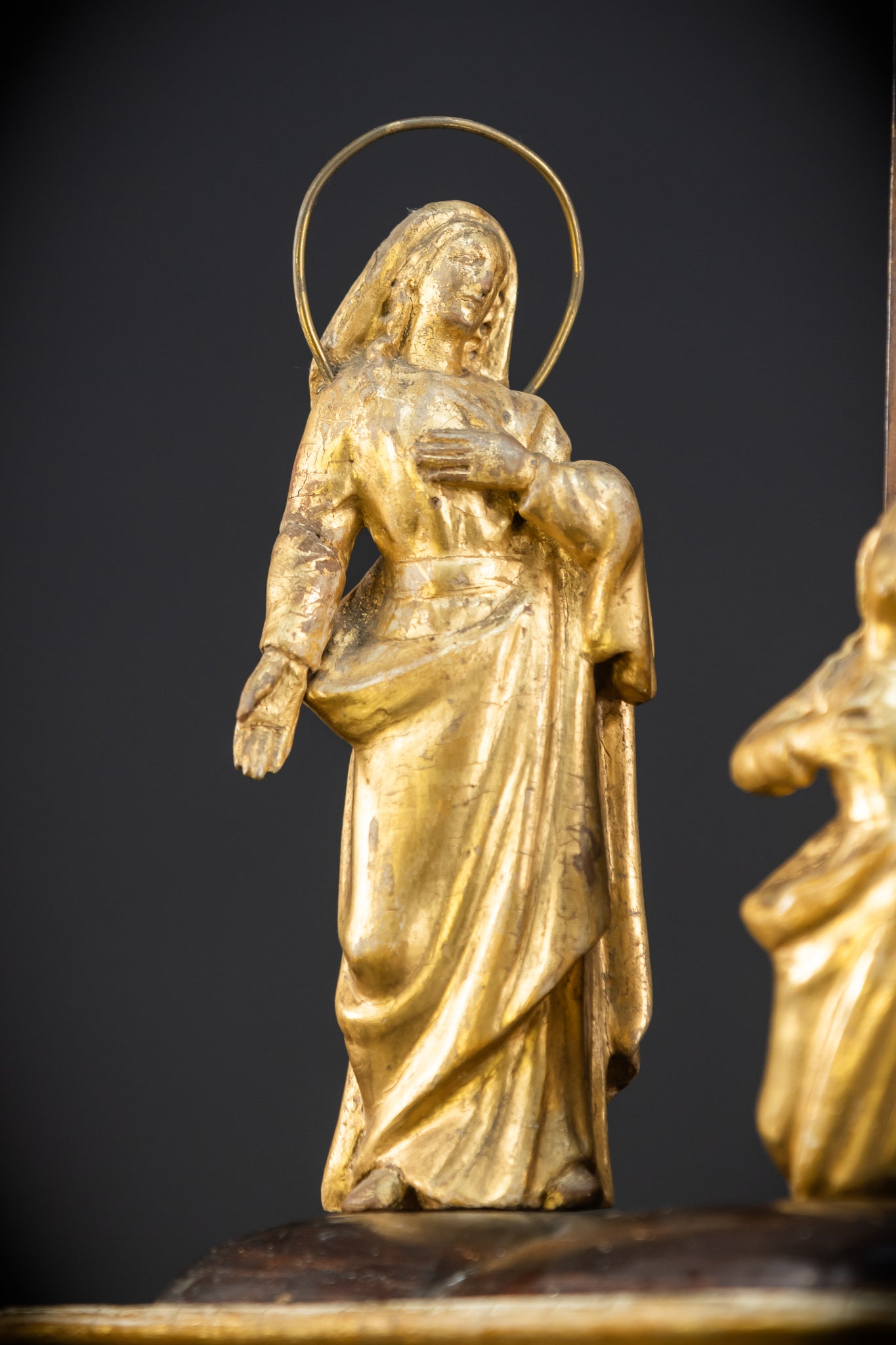 Crucifix Altar | Baroque Wooden Gilded Cross 1700s | 30.3"