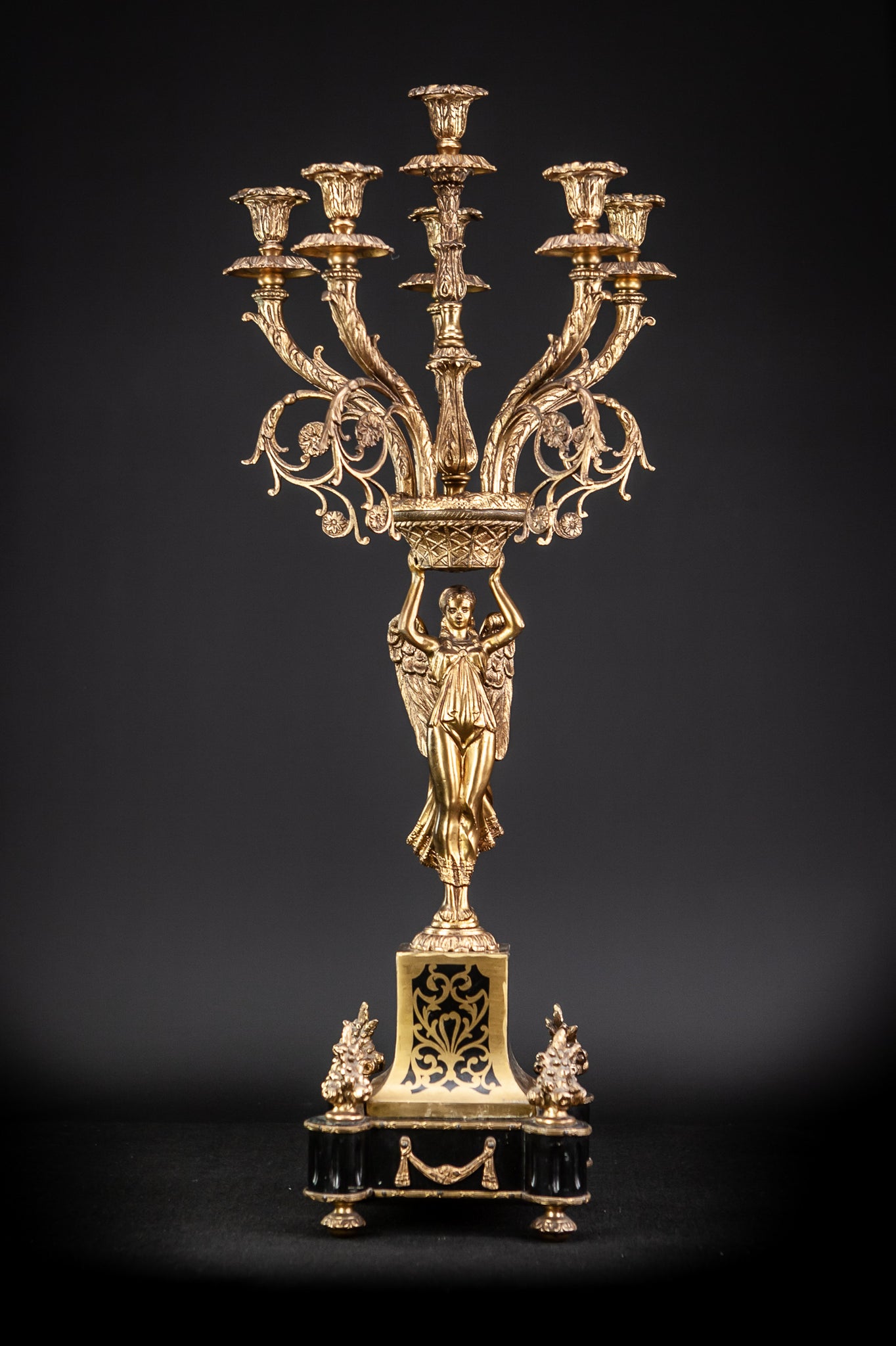 Pair of Large Bronze Candelabras with Angels | 20.5"