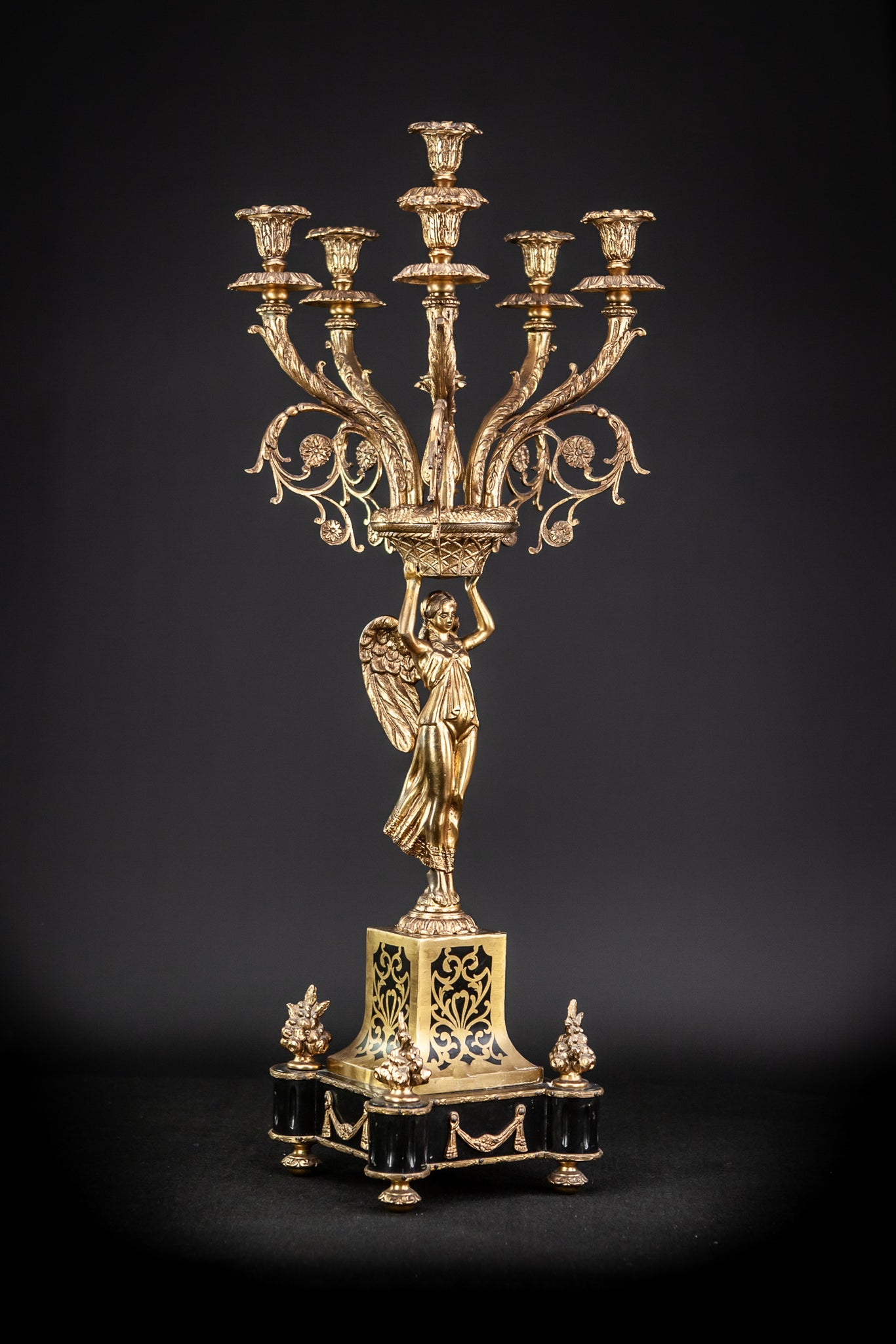 Pair of Large Bronze Candelabras with Angels | 20.5"