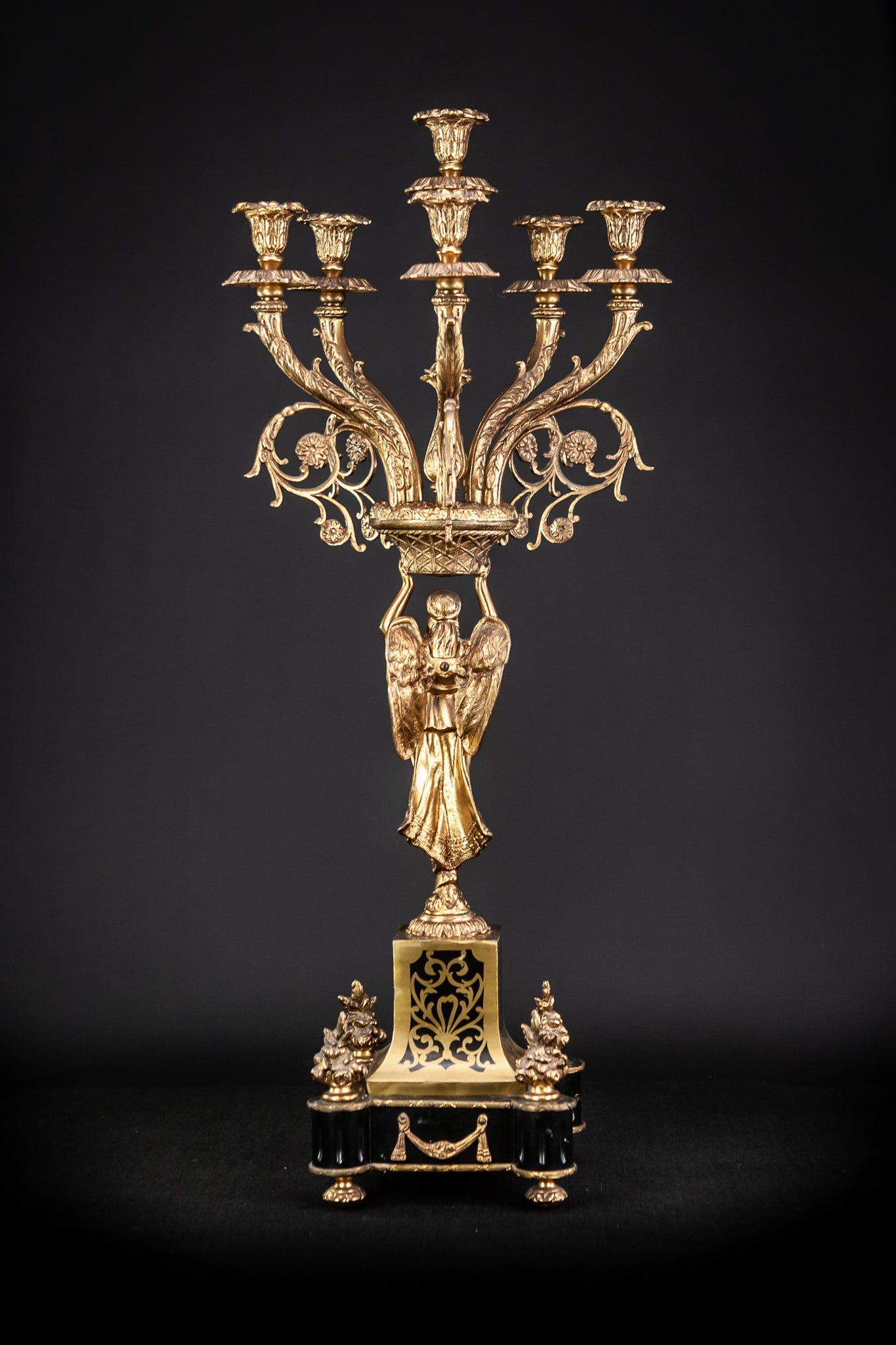 Pair of Large Bronze Candelabras with Angels | 20.5"