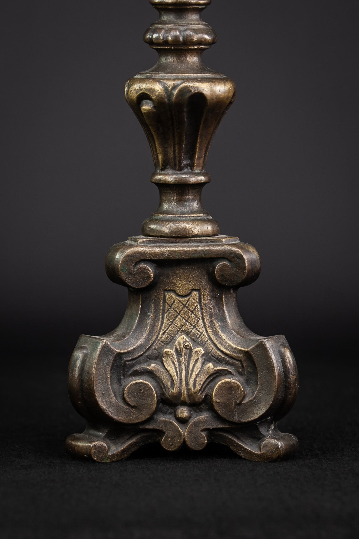 Set of Three Baroque Pricket Bronze Candlesticks | 16"