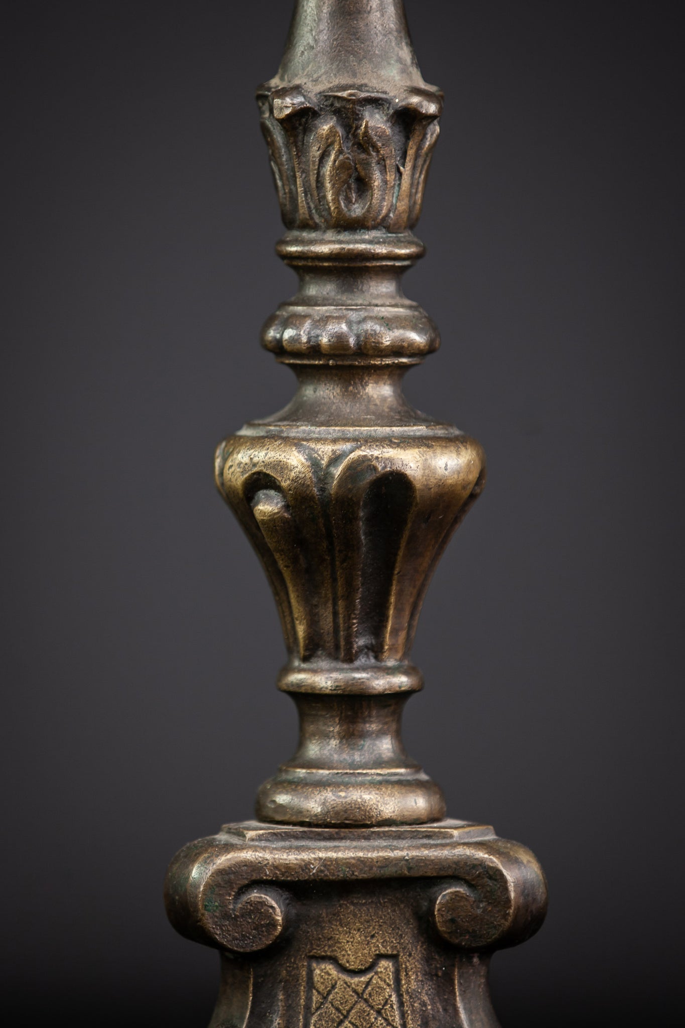 Set of Three Baroque Pricket Bronze Candlesticks | 16"