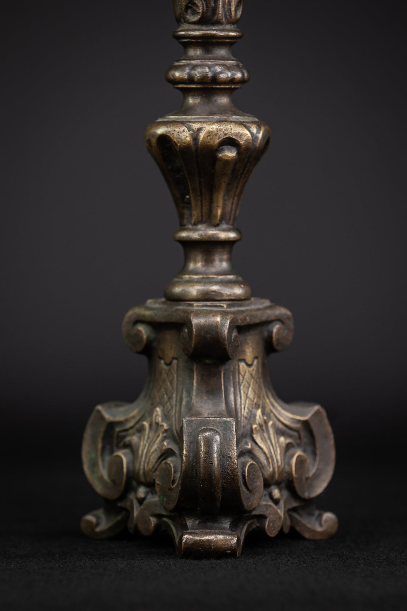 Set of Three Baroque Pricket Bronze Candlesticks | 16"