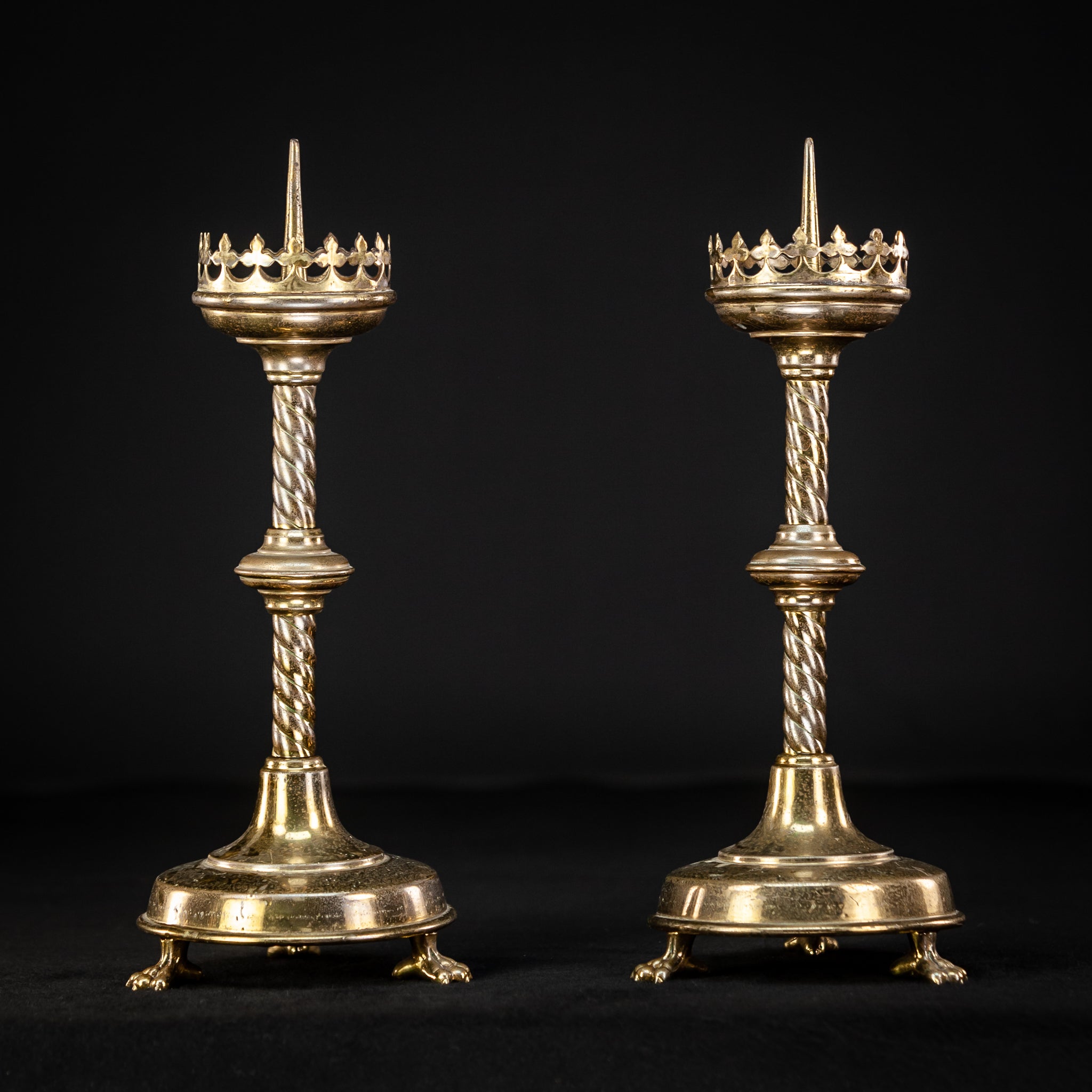 Candlesticks Pair | Lion Paw Feet 12.2"