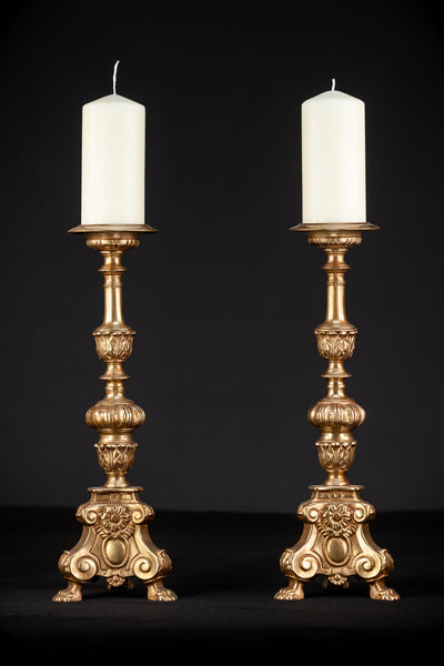 Candlesticks Pair | Baroque Bronze | 16.3"