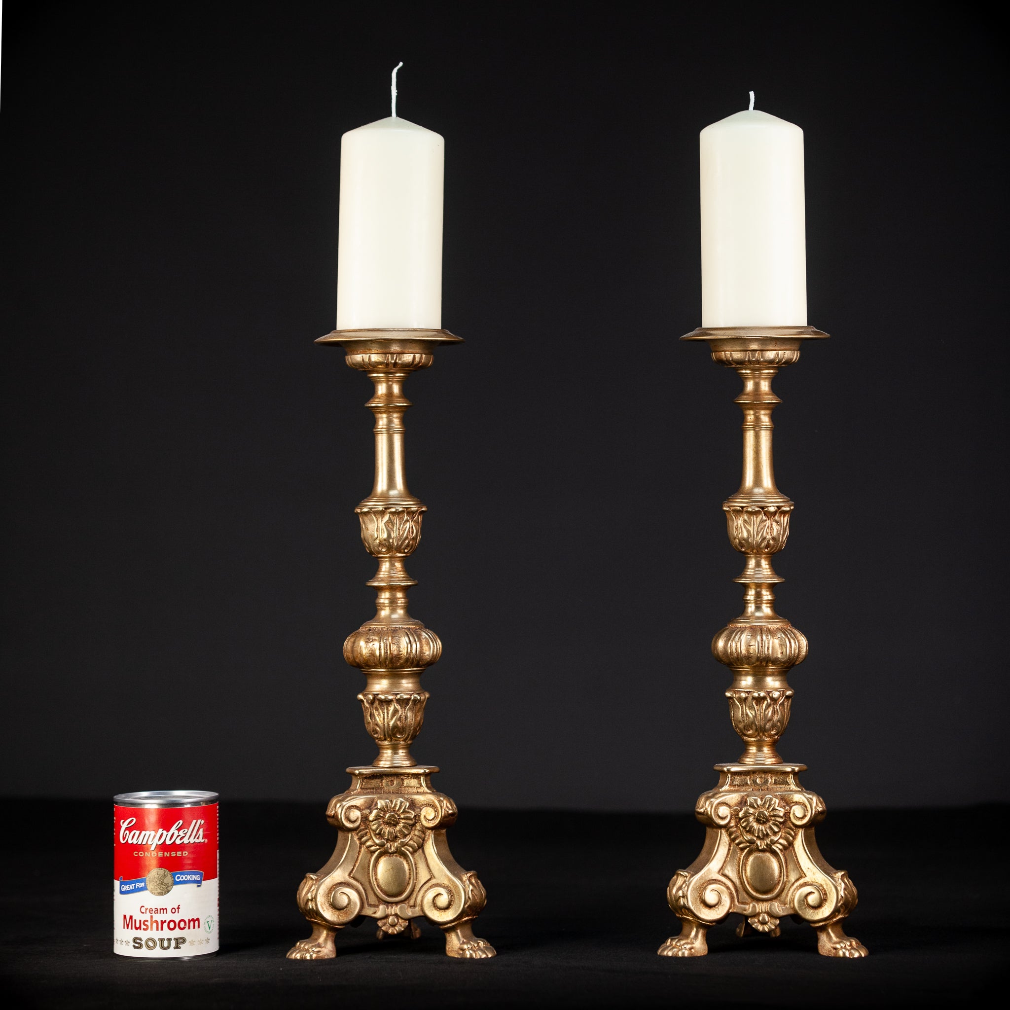 Candlesticks Pair | Baroque Bronze Vintage | 16.3" / 41.5 cm