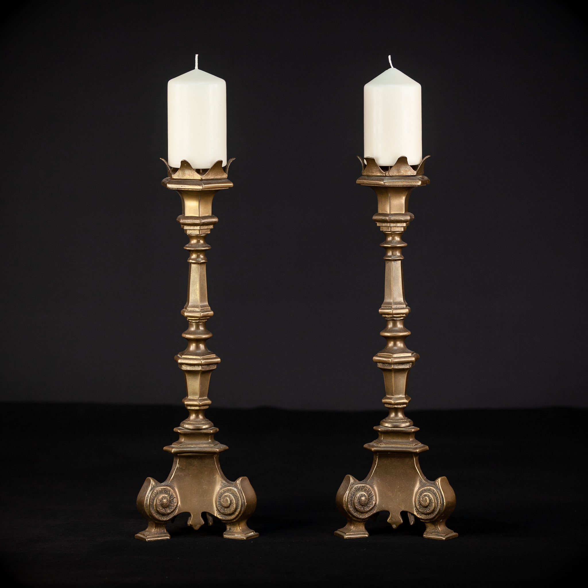 Candlesticks Pair | French Gothic Bronze | 16.1"