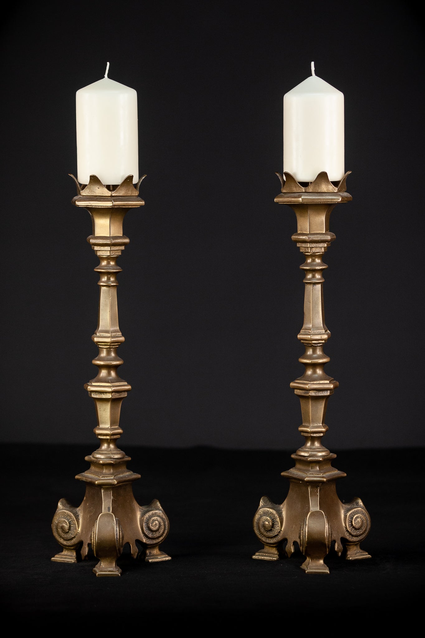 Candlesticks Pair, French Gothic Bronze