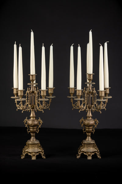 Candelabra Pair | Baroque 5 Lights 16.9"