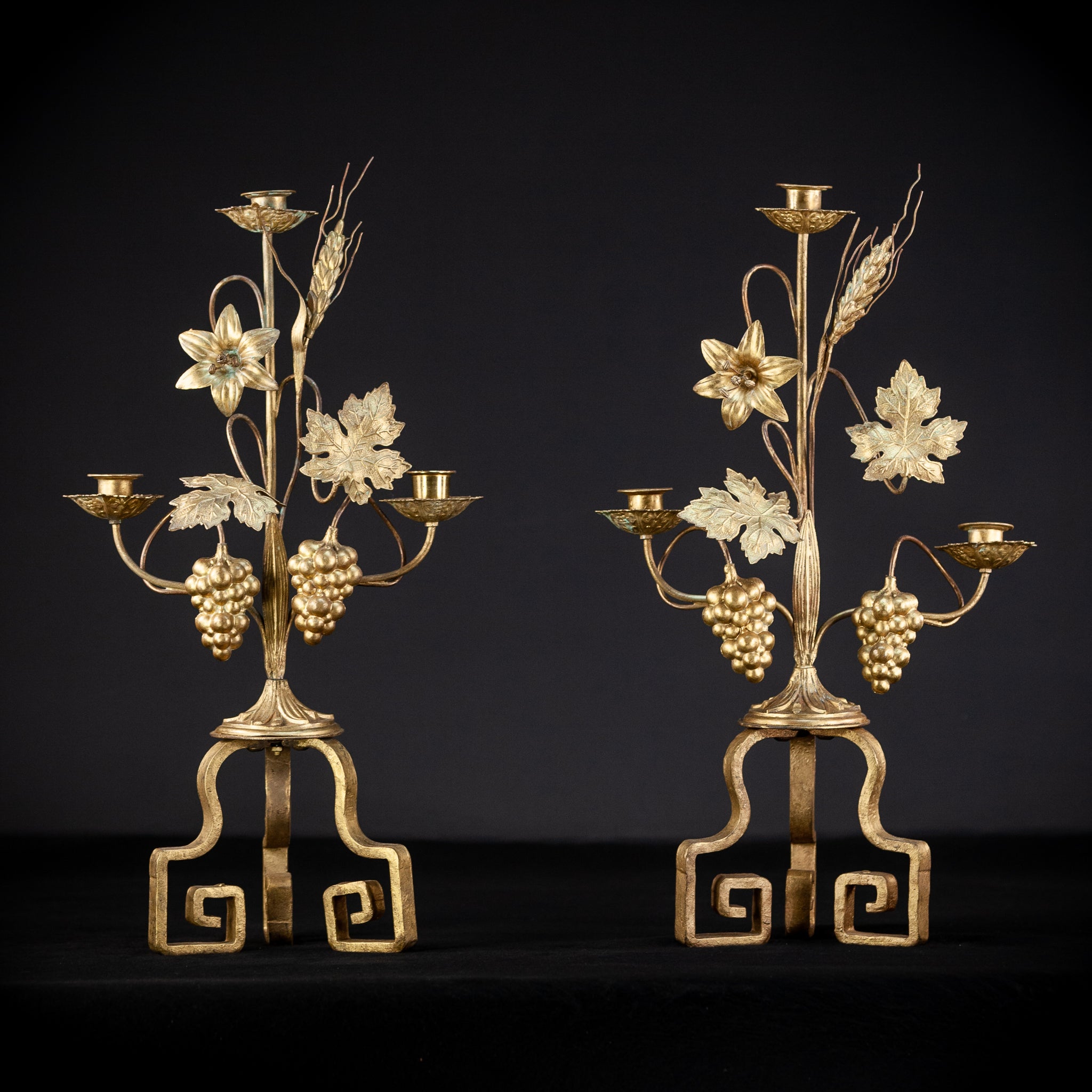 Pair od Candelabras / Altar Vases | Bronze and Brass | Vintage 19.7" / 50 cm