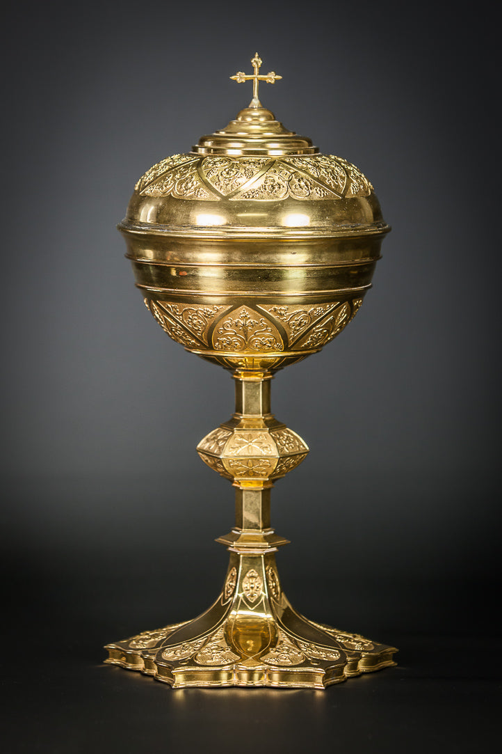 Ciborium Gilded French Vessel Gifted Inscription 13"