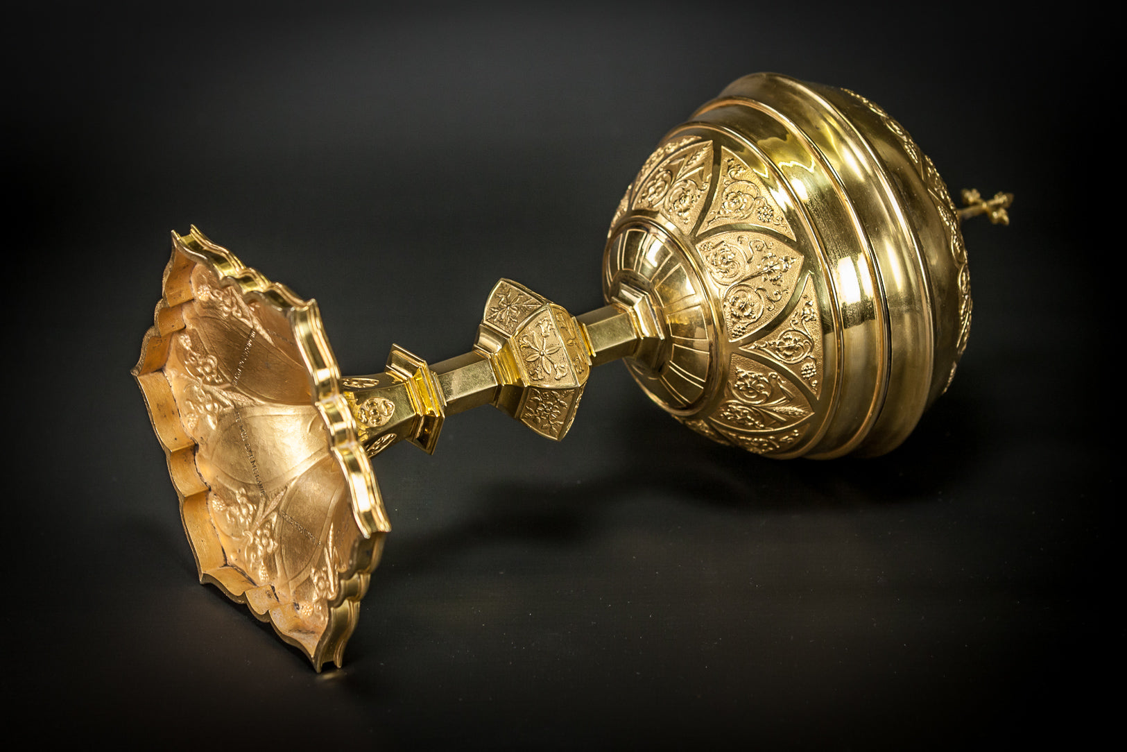 Ciborium Gilded French Vessel Gifted Inscription 13"