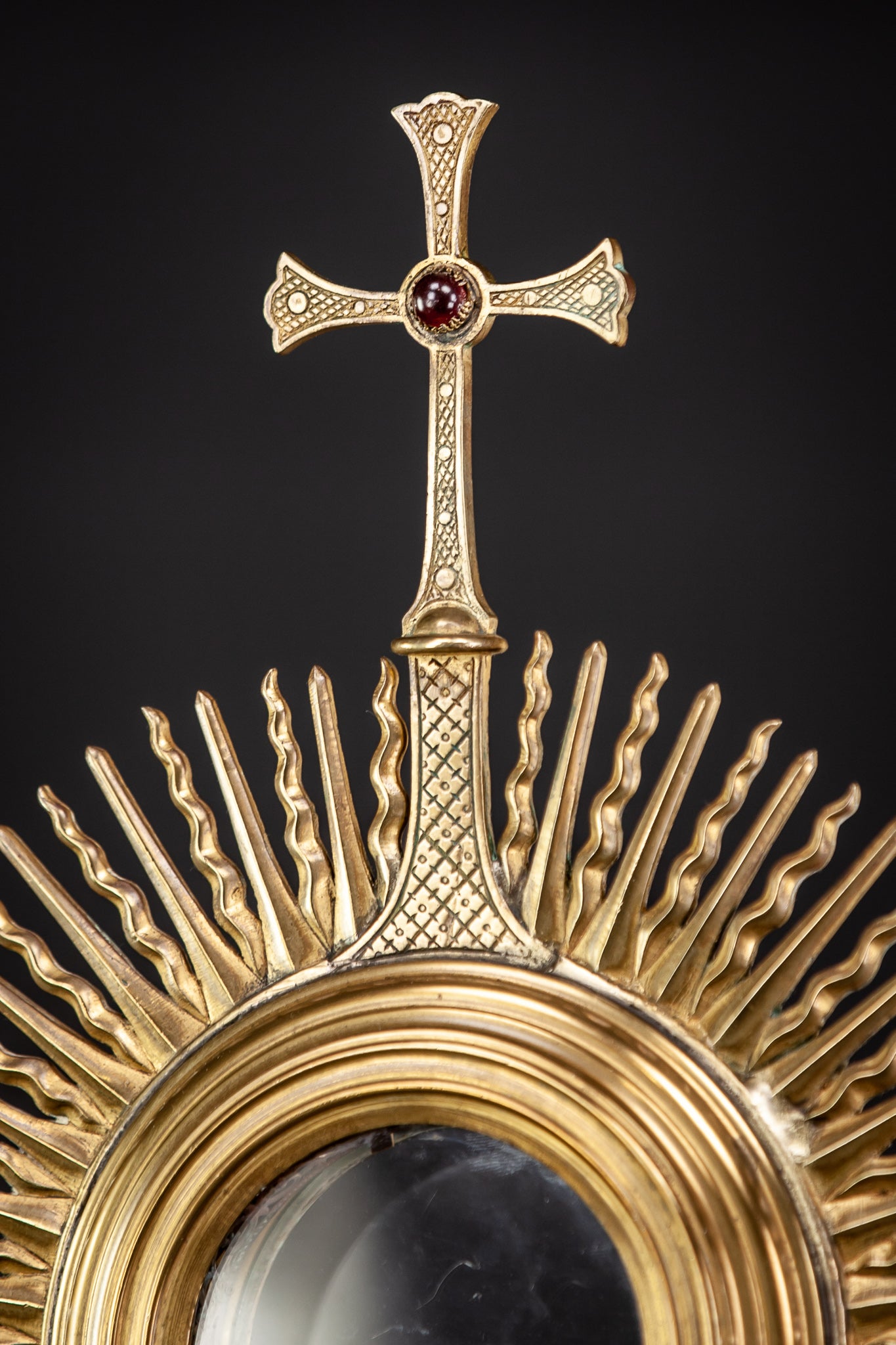 Monstrance Solar Ostensory Gilt Bronze Brass 20"