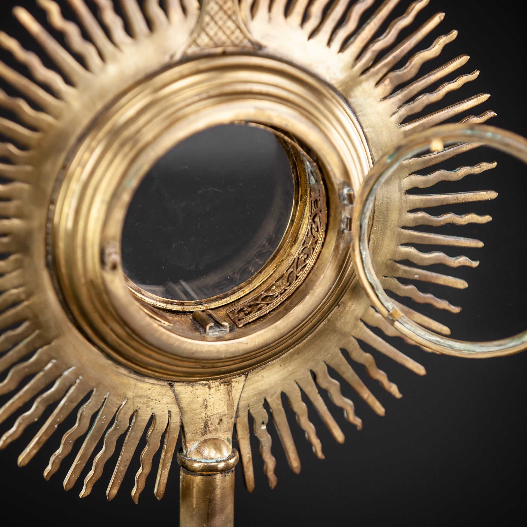 Monstrance Solar Ostensory Gilt Bronze Brass 20"