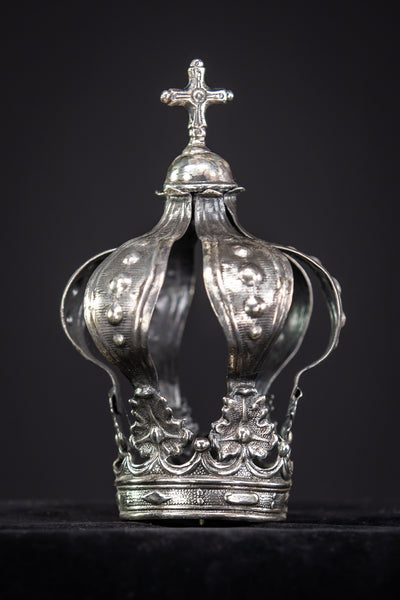 Crown Solid Silver 1700s / 1800s Italian Madonna Santo 5”
