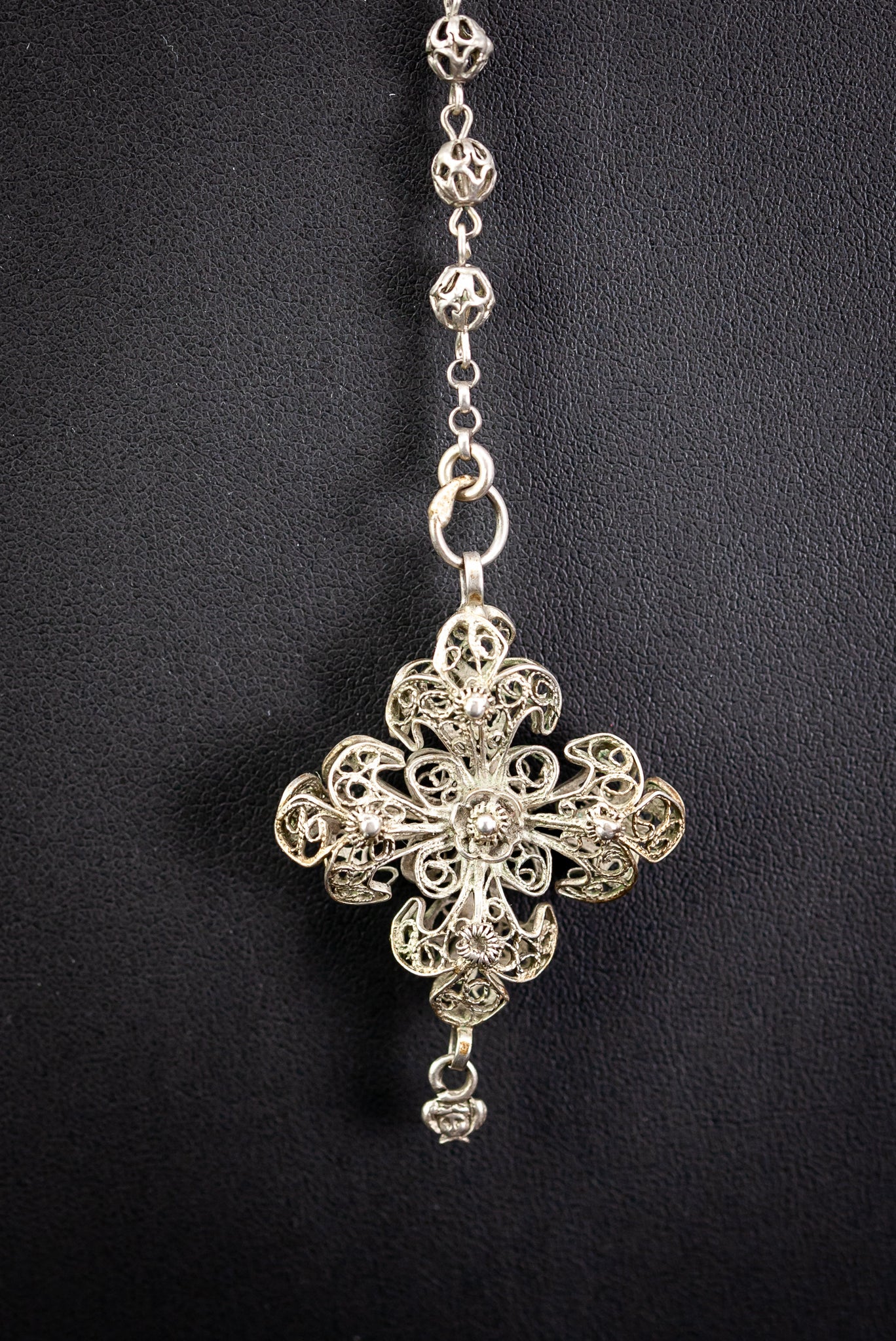 Rosary Solid Sterling Silver Fine FIligree 18.5”