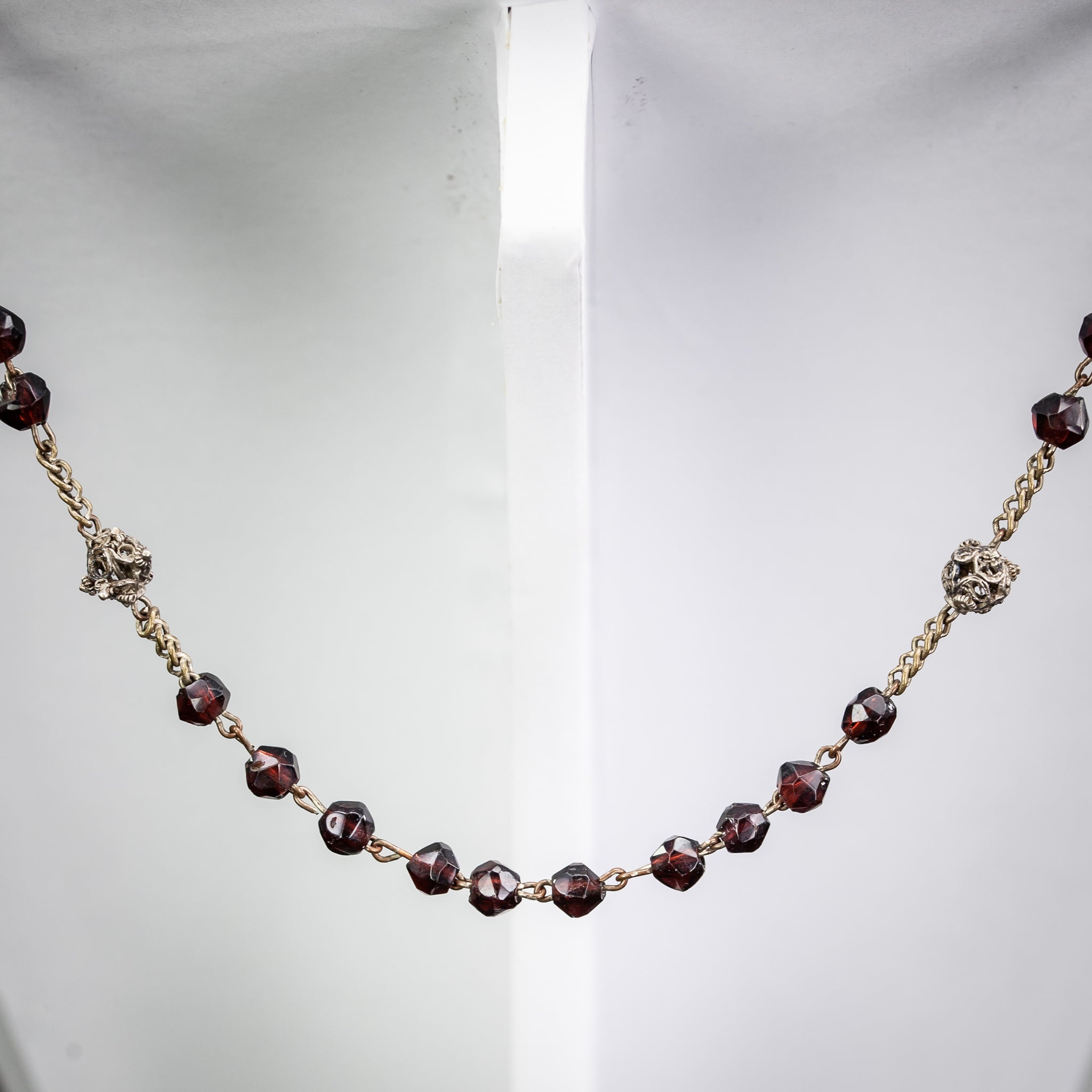 Rosary Solid Sterling Silver Red Garnets 20”