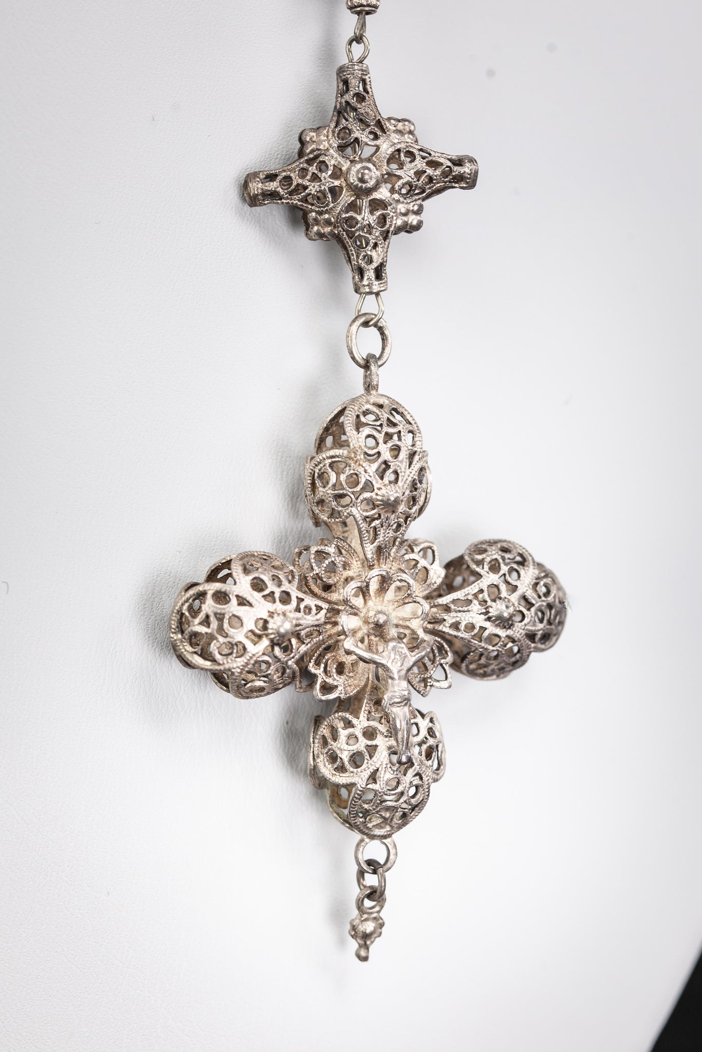 Rosary Solid Sterling Silver Fine FIligree 22.4”