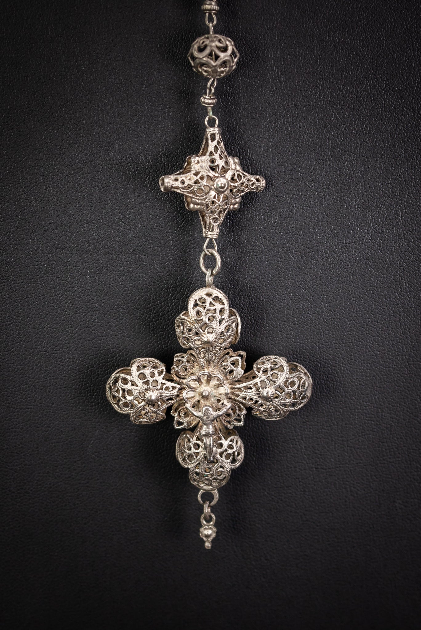 Rosary Solid Sterling Silver Fine FIligree 22.4”