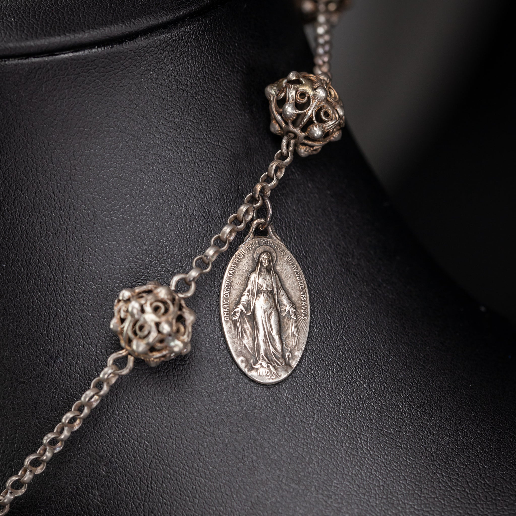Rosary Solid Sterling Silver 13.2”