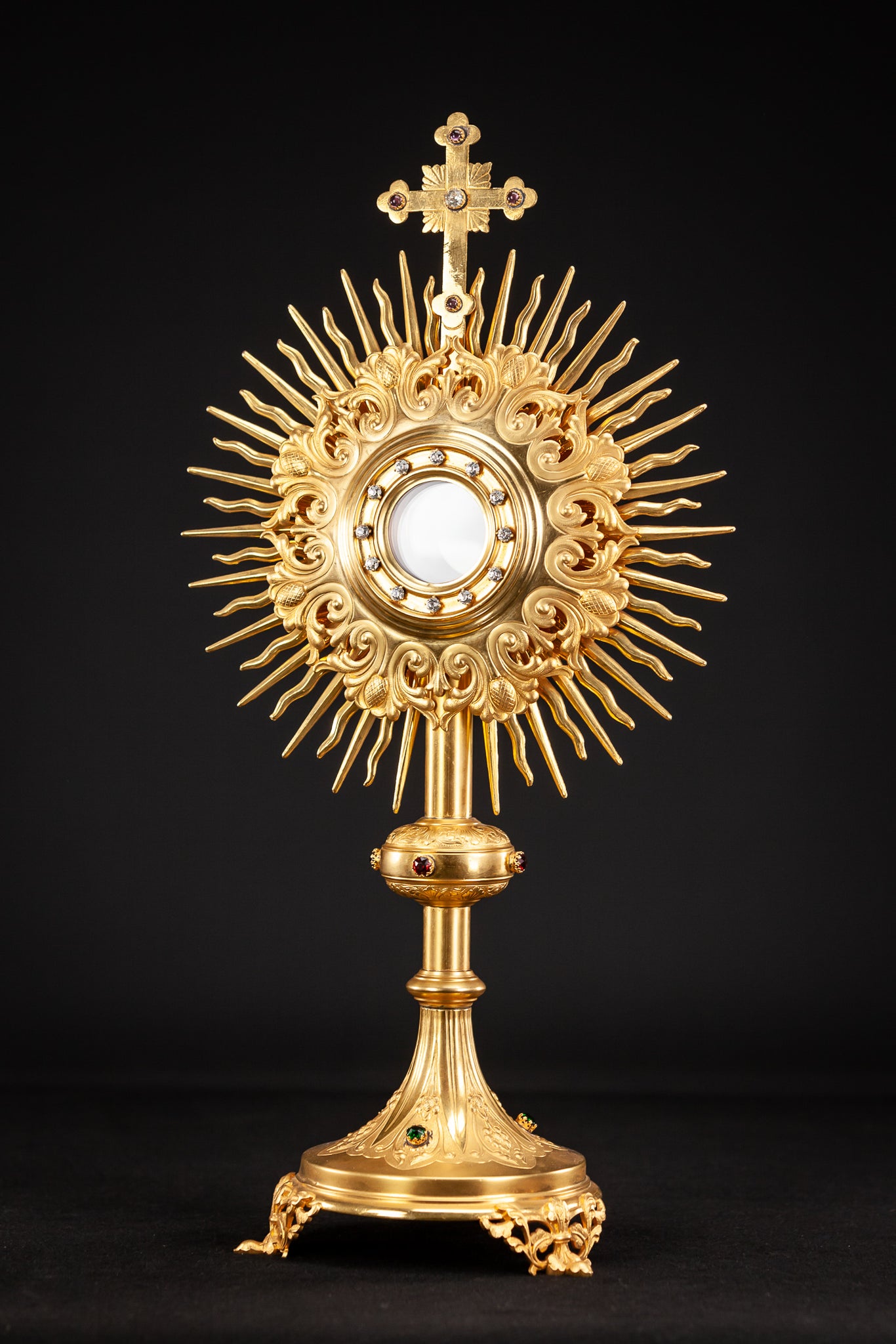 Monstrance Solar Ostensory 1800s Gilded Bronze 20”