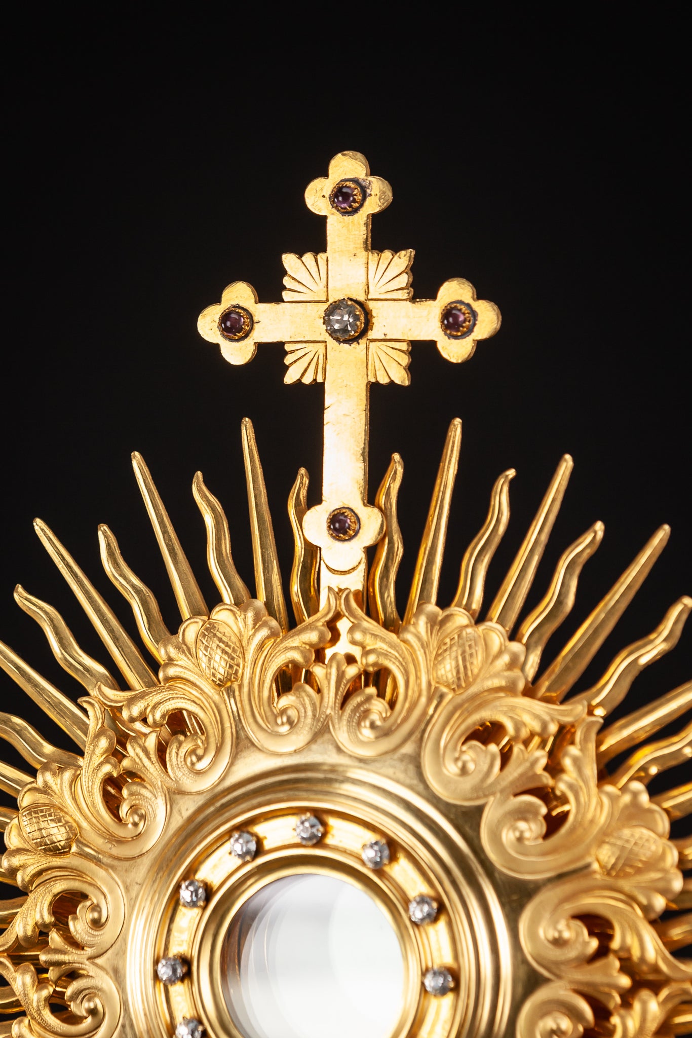 Monstrance Solar Ostensory 1800s Gilded Bronze 20”