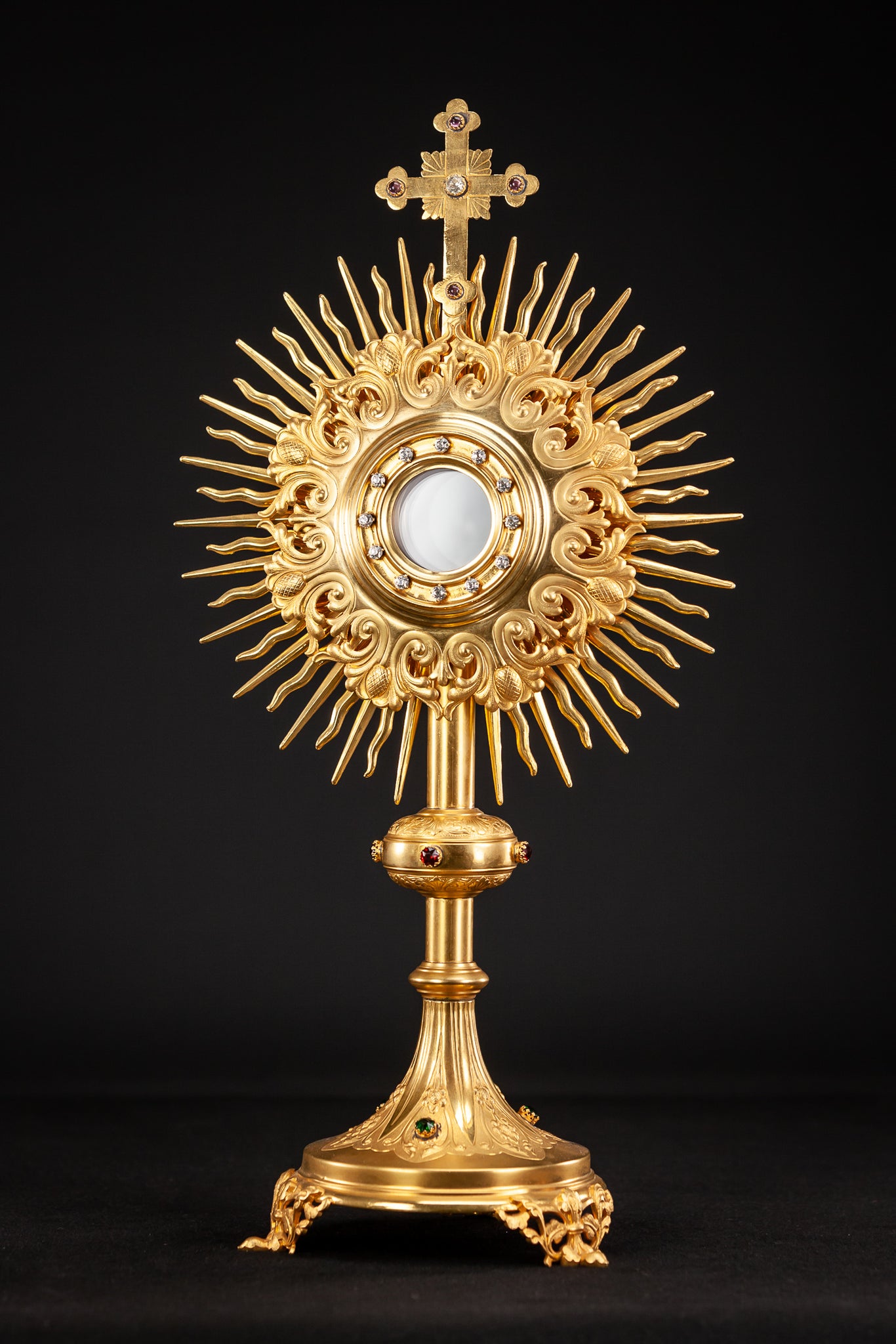 Monstrance Solar Ostensory 1800s Gilded Bronze 20”