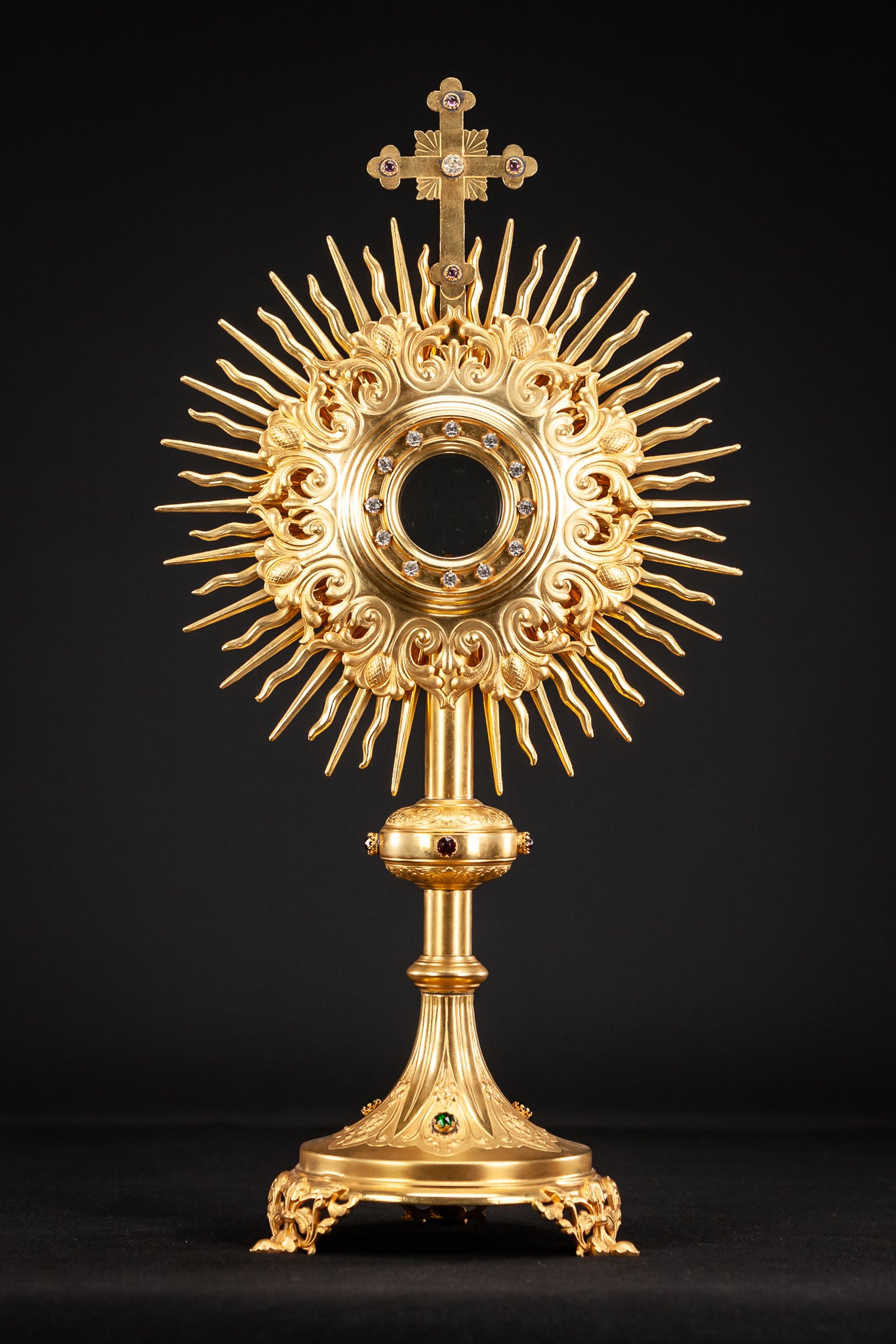 Monstrance Solar Ostensory 1800s Gilded Bronze 20”