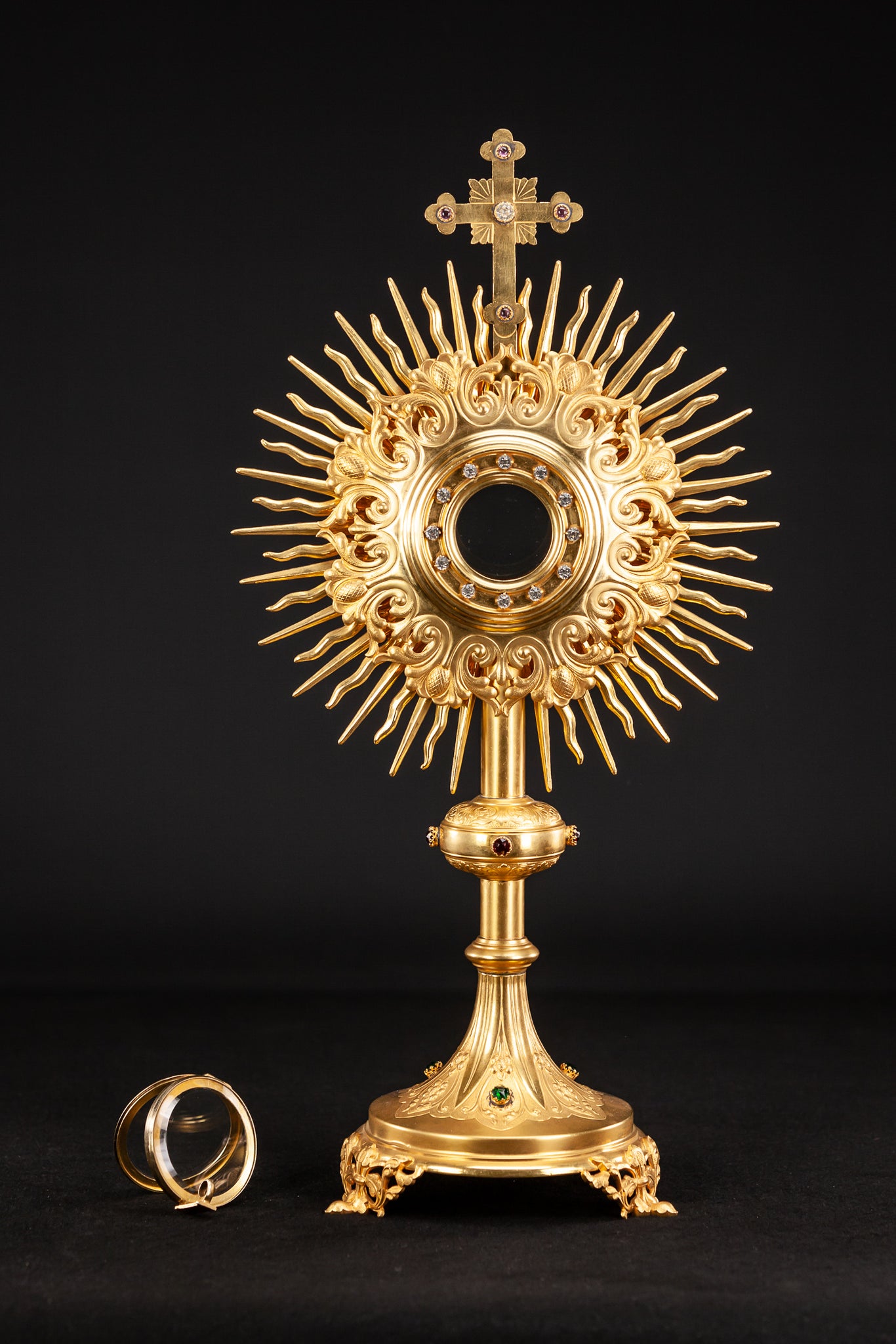 Monstrance Solar Ostensory 1800s Gilded Bronze 20”