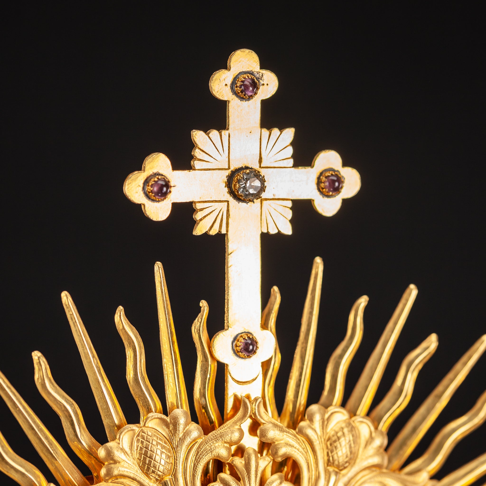 Monstrance Solar Ostensory 1800s Gilded Bronze 20”