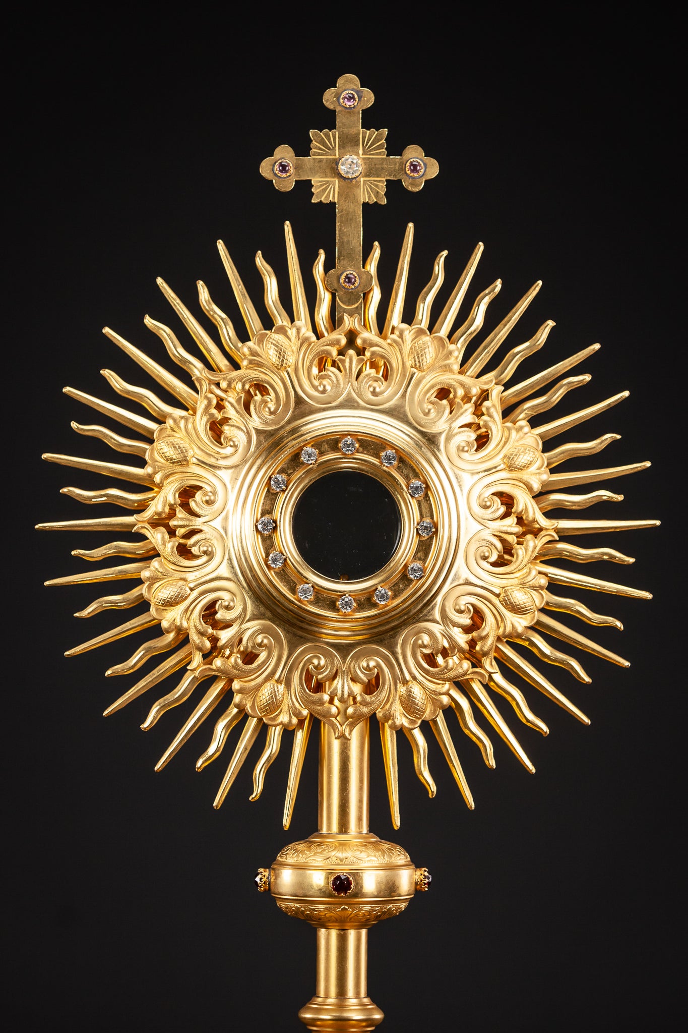 Monstrance Solar Ostensory 1800s Gilded Bronze 20”