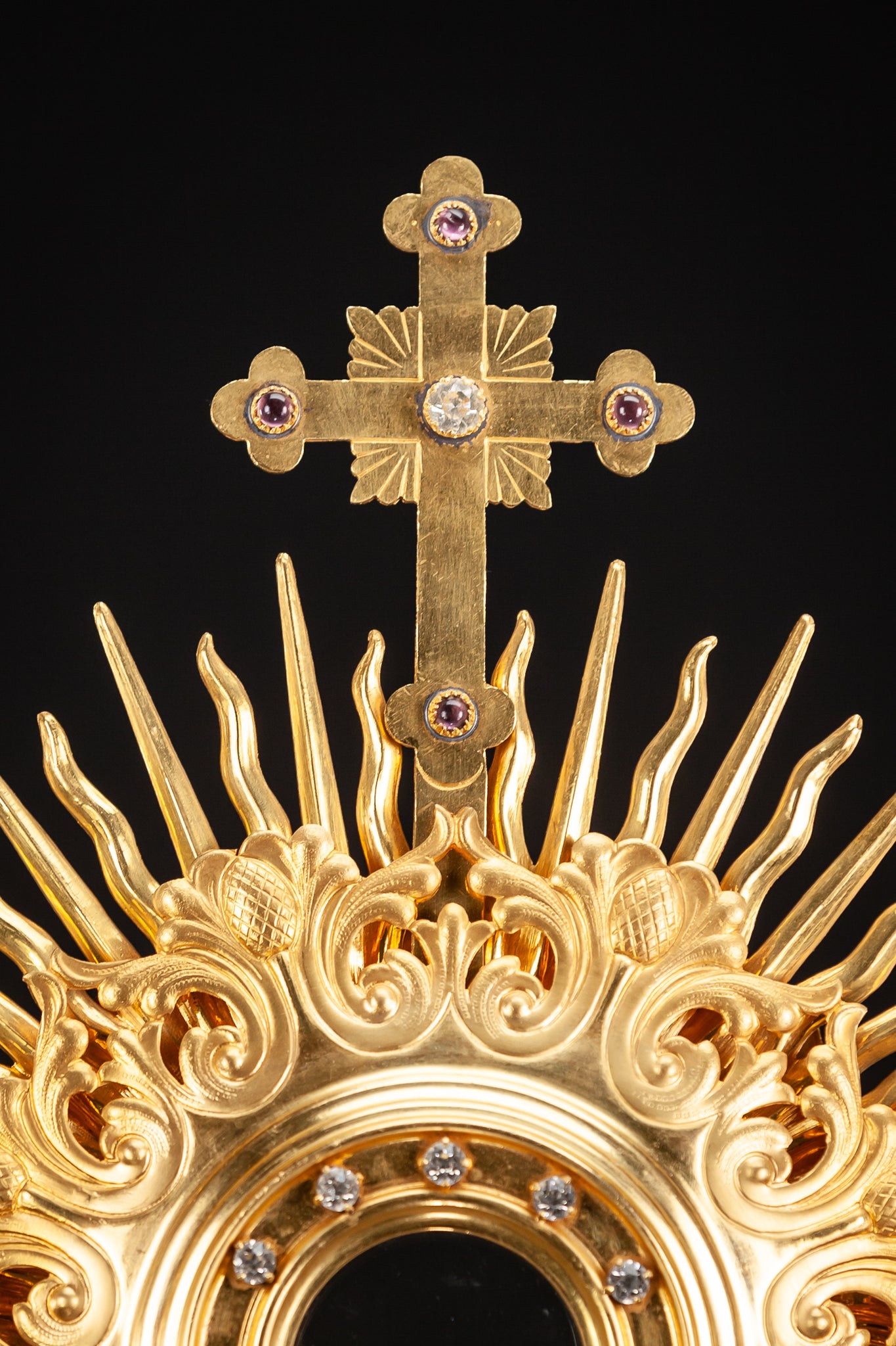 Monstrance Solar Ostensory 1800s Gilded Bronze 20”