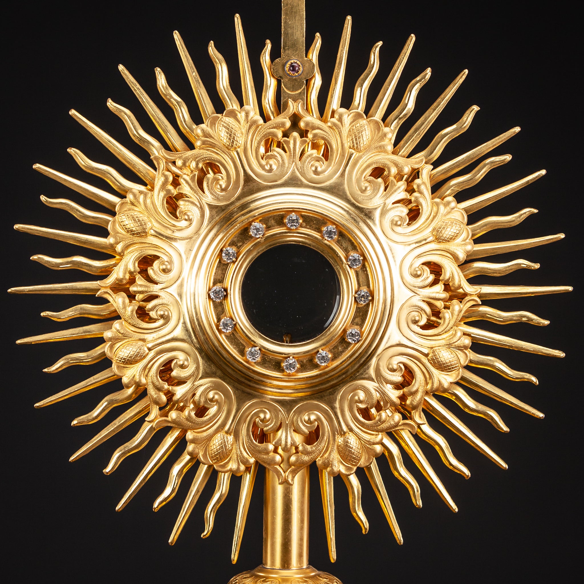 Monstrance Solar Ostensory 1800s Gilded Bronze 20”