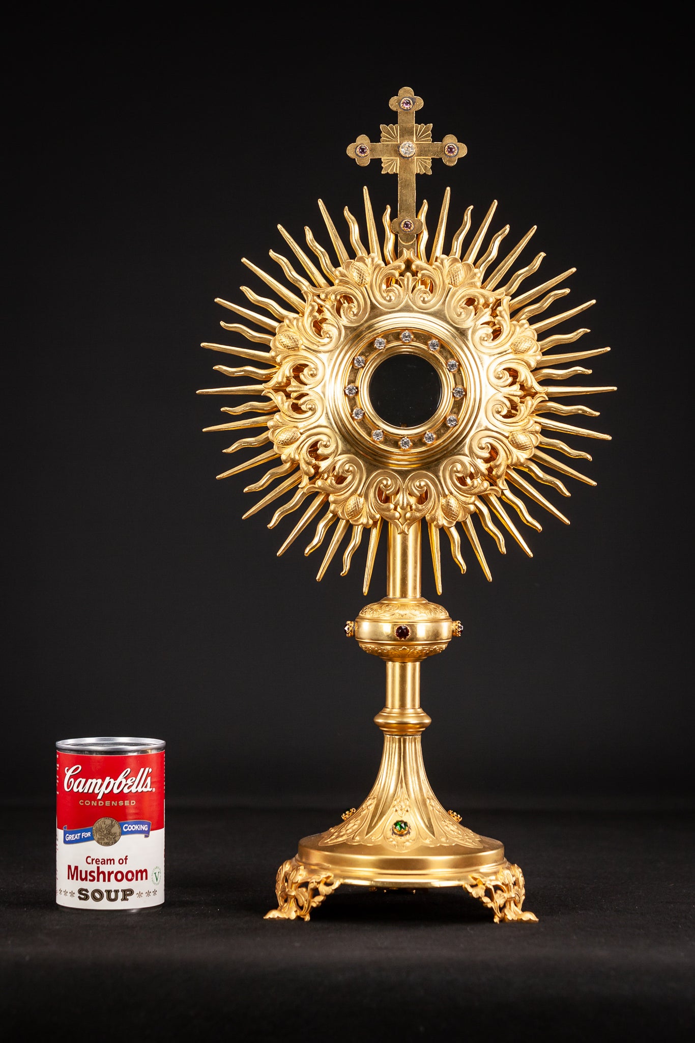 Monstrance Solar Ostensory 1800s Gilded Bronze 20”