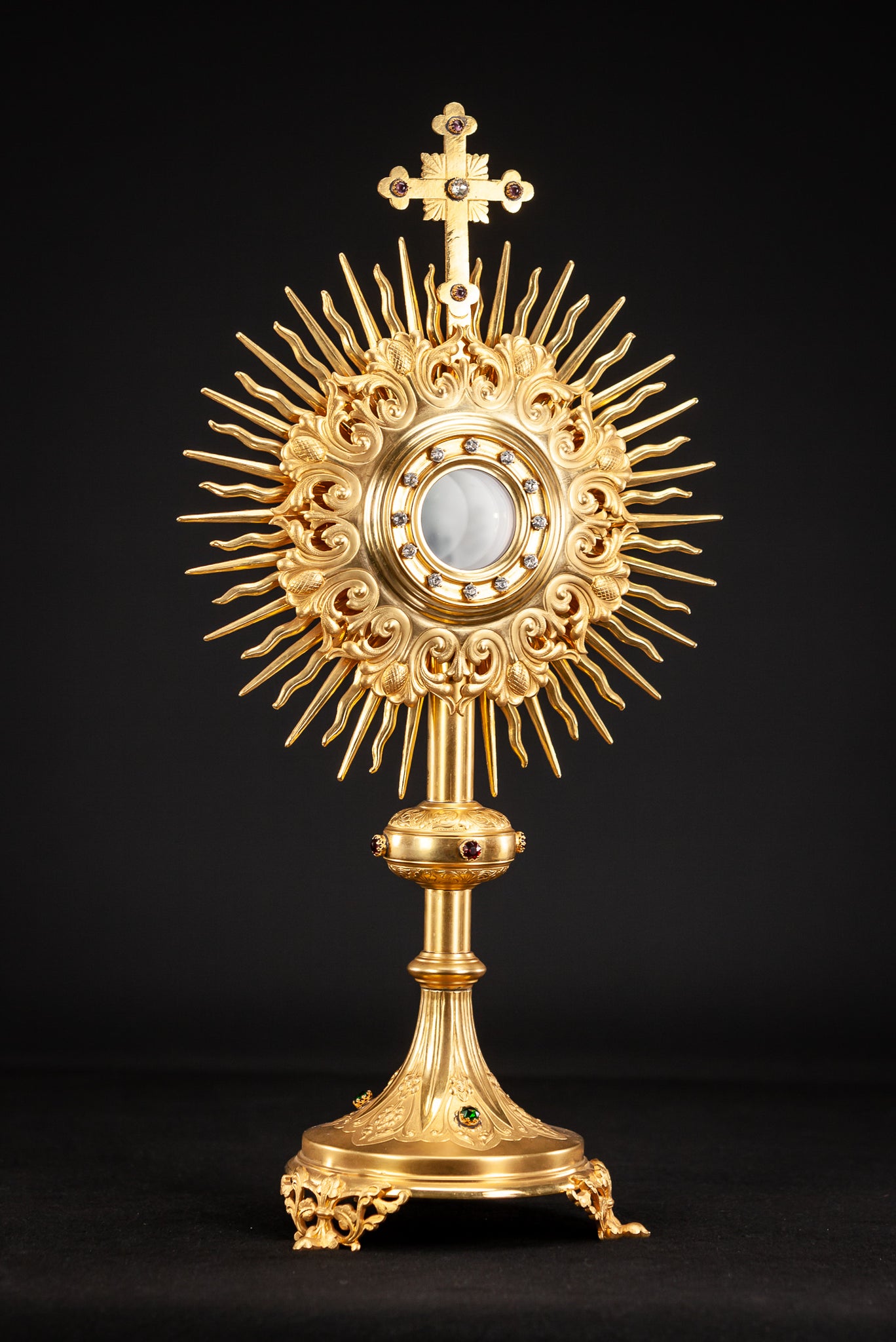 Monstrance Solar Ostensory 1800s Gilded Bronze 20”