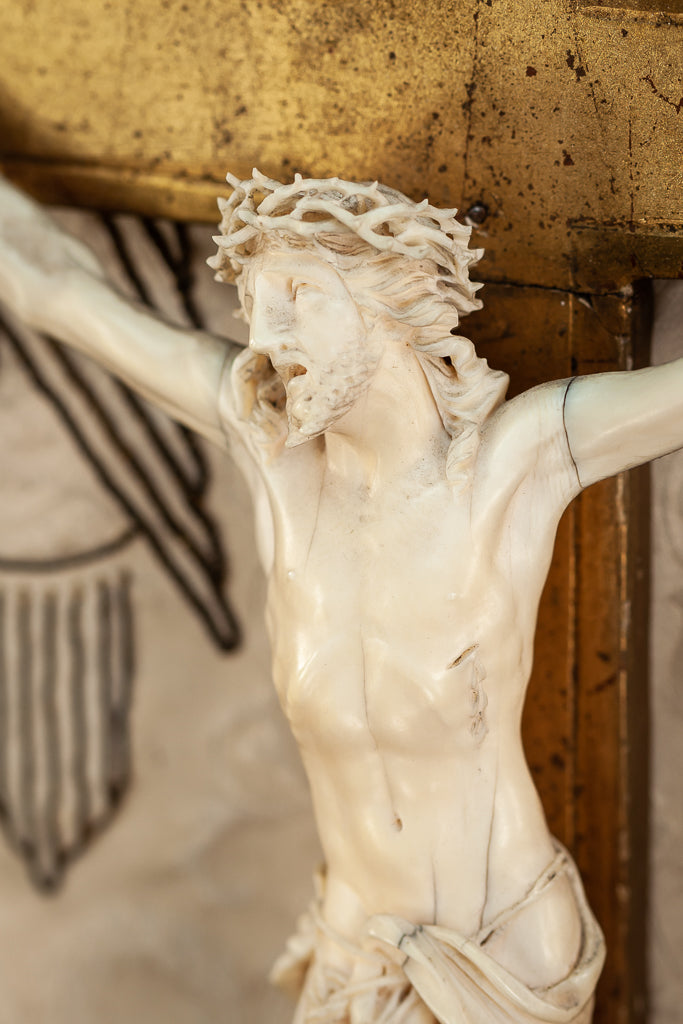 Crucifix Icon Wall Dieppe Ivory Corpus Christi 20.3"