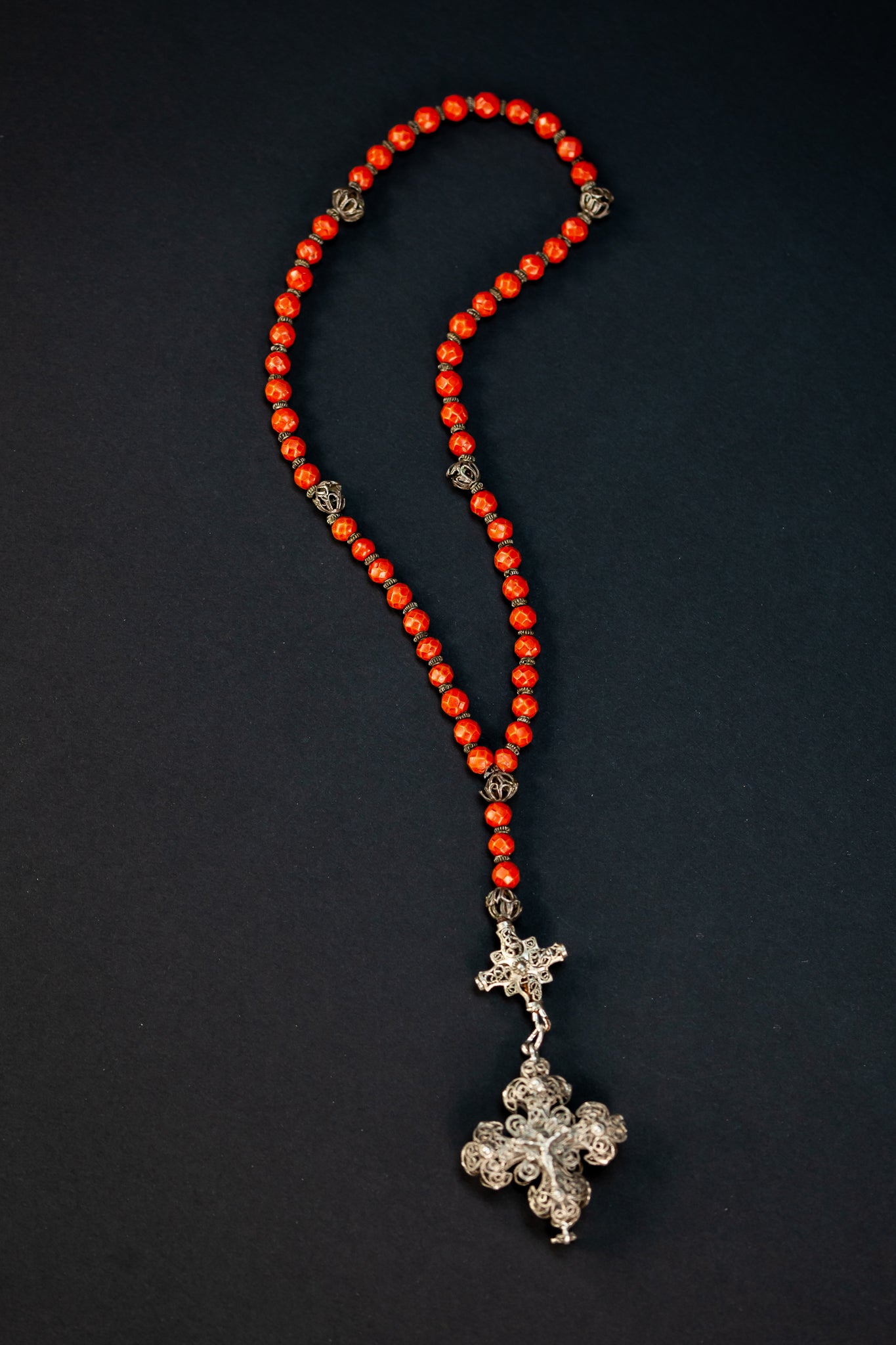 Rosary Antique | Solid Sterling Silver | 12”